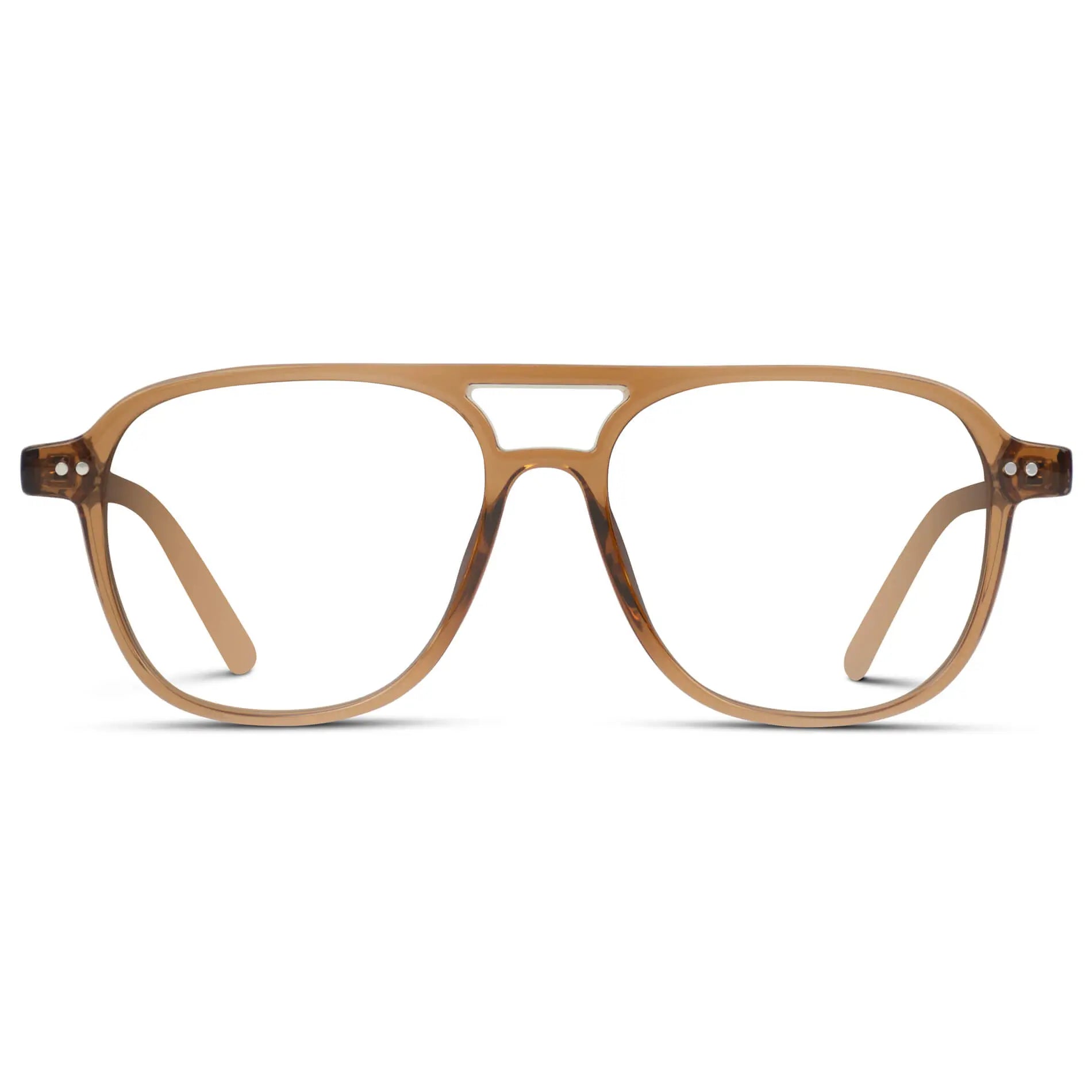 Crystal Copper || Women's Oversized Aviator Prescription Glasses with Crystal Copper Frame and Clear Lenses on a white background