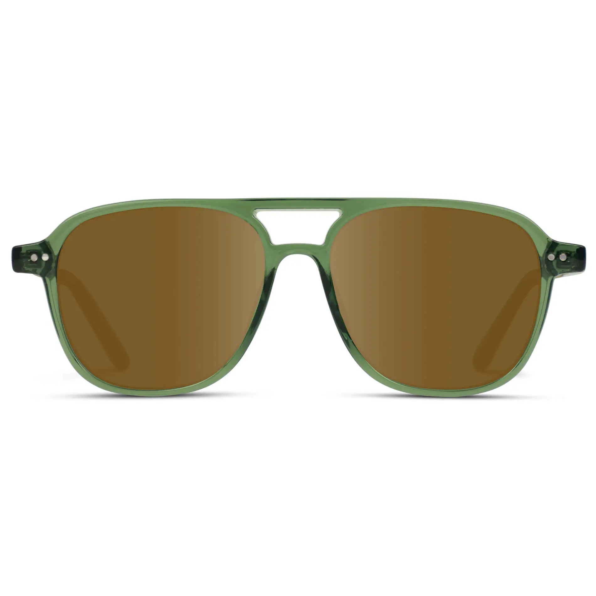 Emerald Green / Amber || Women's Square Frame Prescription Sunglasses in Emerald Green with Amber Lens on a white background 