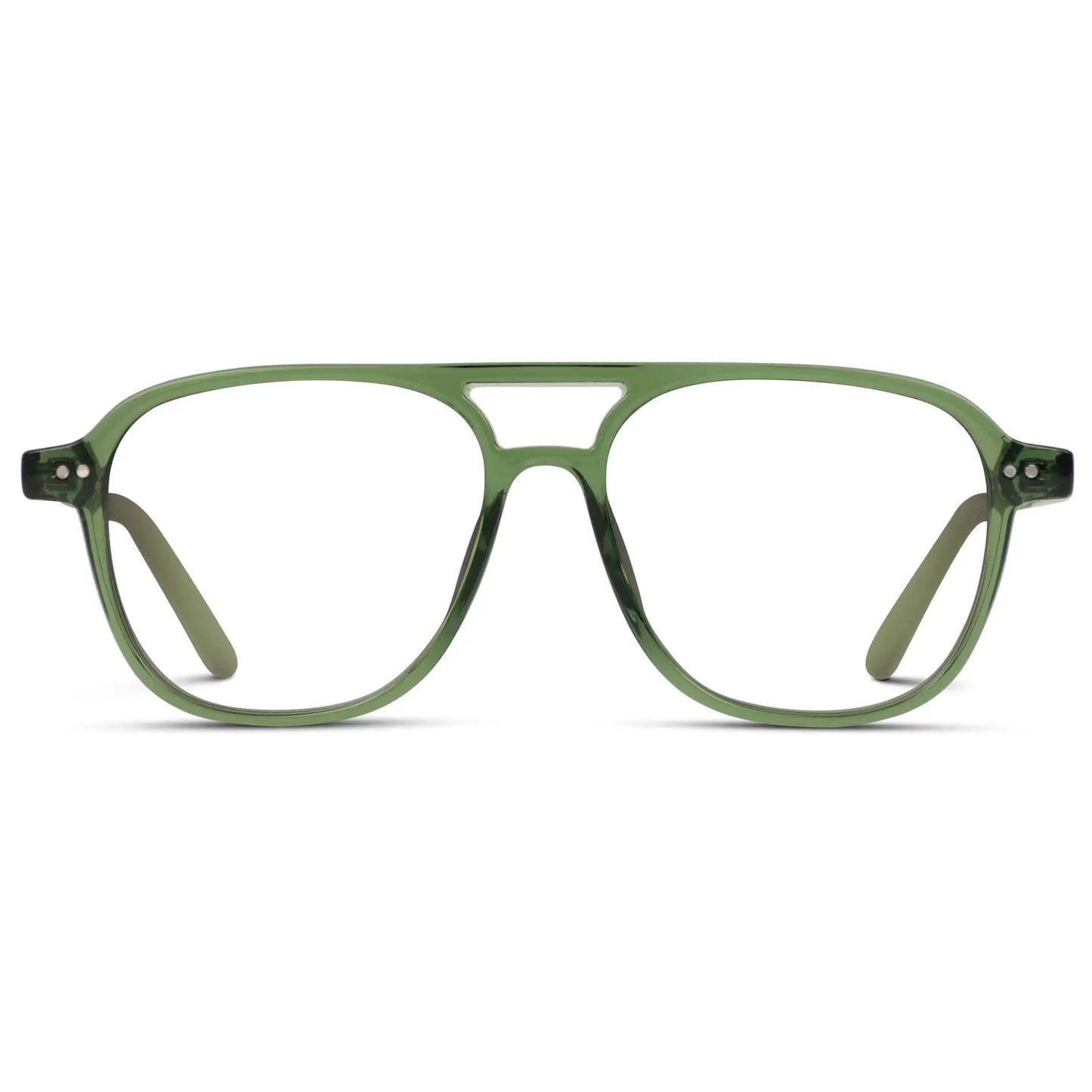 Emerald Green || Women's Oversized Aviator Prescription Glasses with Emerald Green Frame and Clear Lenses on a white background