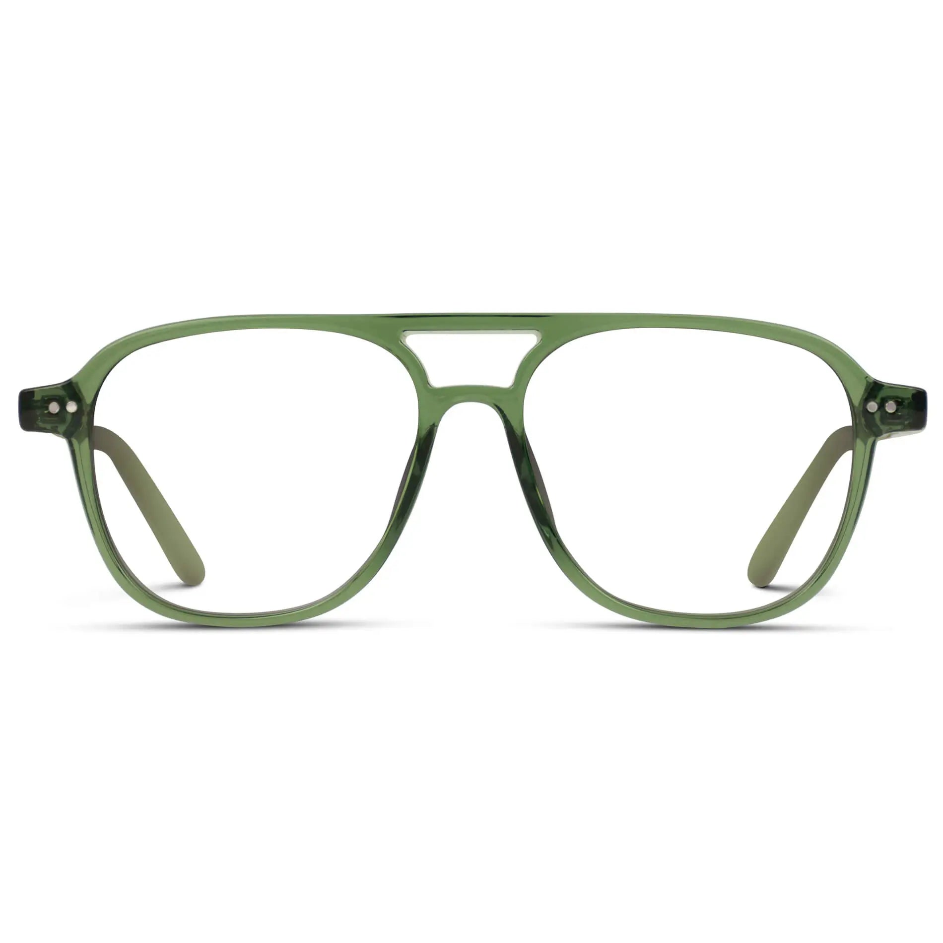 Emerald Green || Women's Oversized Aviator Prescription Glasses with Emerald Green Frame and Clear Lenses on a white background