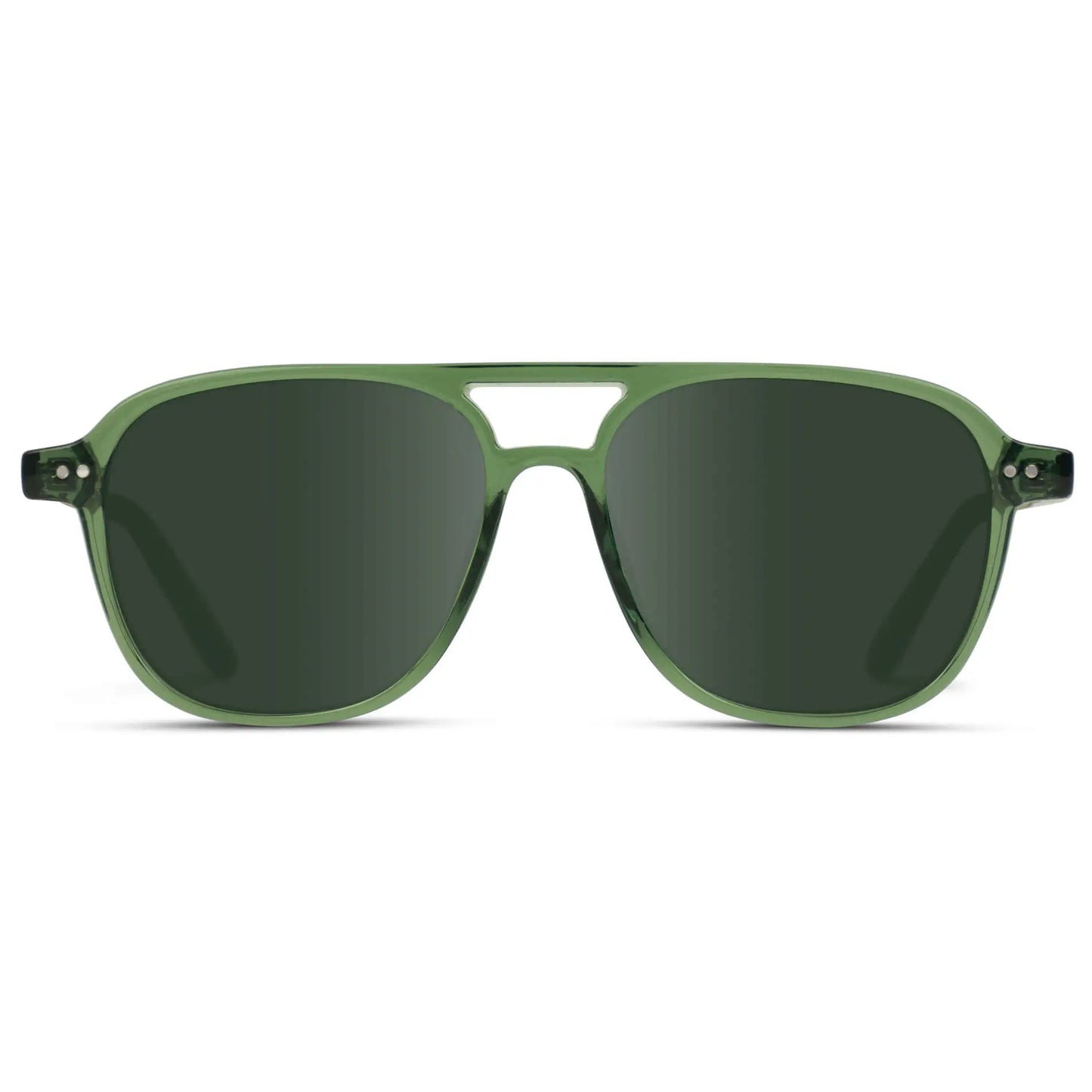 Emerald Green / G15 || Women's Square Frame Prescription Sunglasses in Emerald Green with Green Lens on a white background