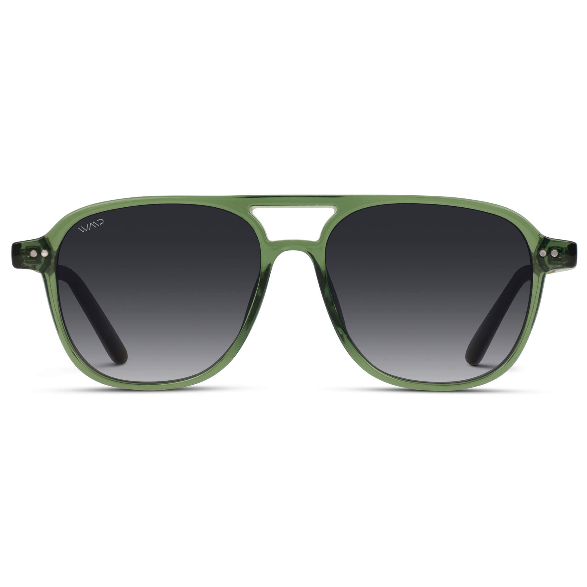 Emerald Green / Black Gradient Lens || Unisex Square Frame Sunglasses in Emerald Green with Black Gradient Polarized Lenses