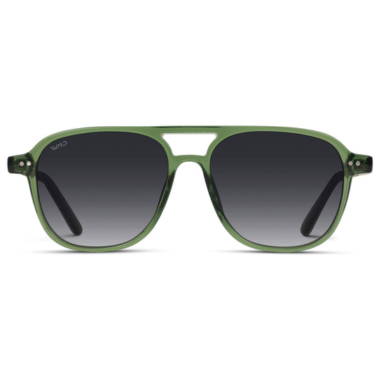 Emerald Green / Black Gradient Lens || Unisex Square Frame Sunglasses in Emerald Green with Black Gradient Polarized Lenses