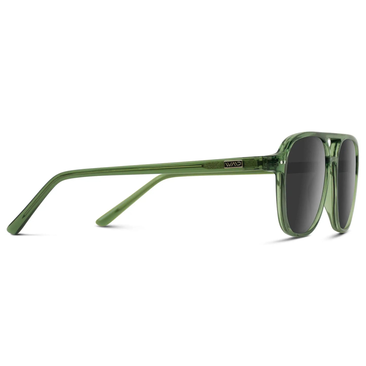 Emerald Green / Grey || Back view of Women's Square Frame Prescription Sunglasses in Emerald Green with Grey Lens on a white background 