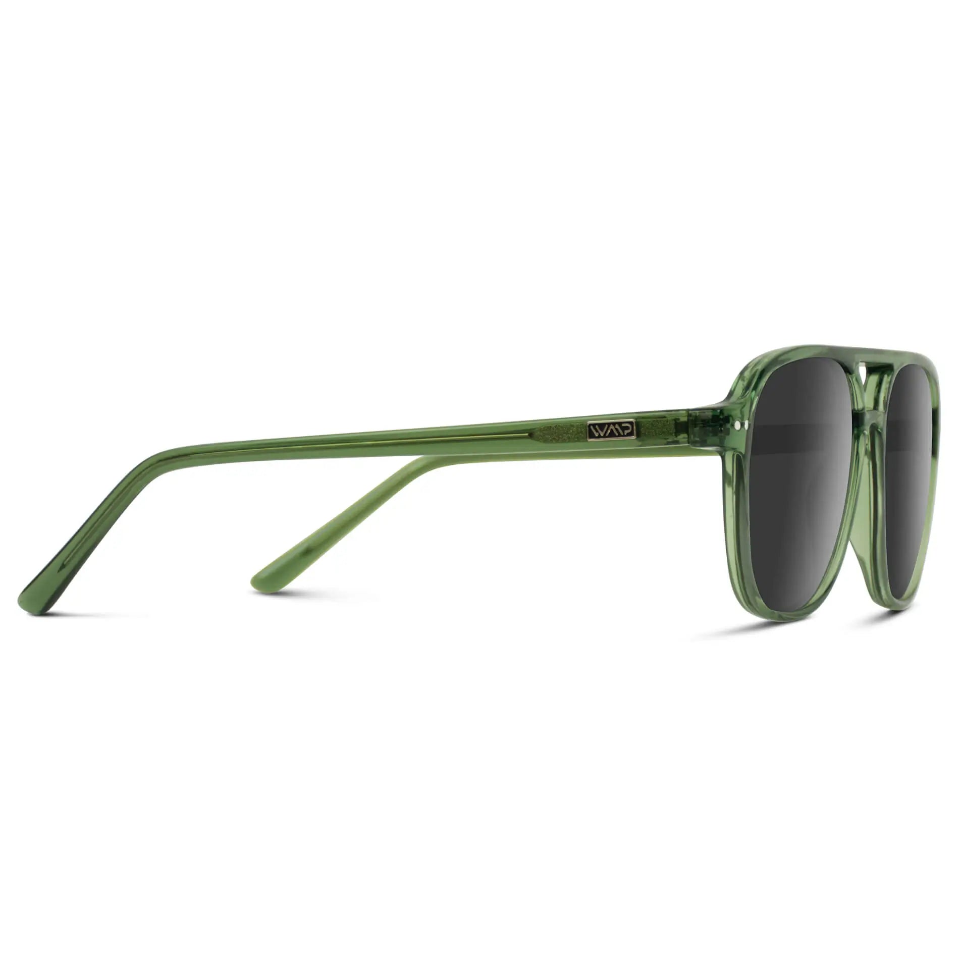 Emerald Green / Grey || Back view of Women's Square Frame Prescription Sunglasses in Emerald Green with Grey Lens on a white background 