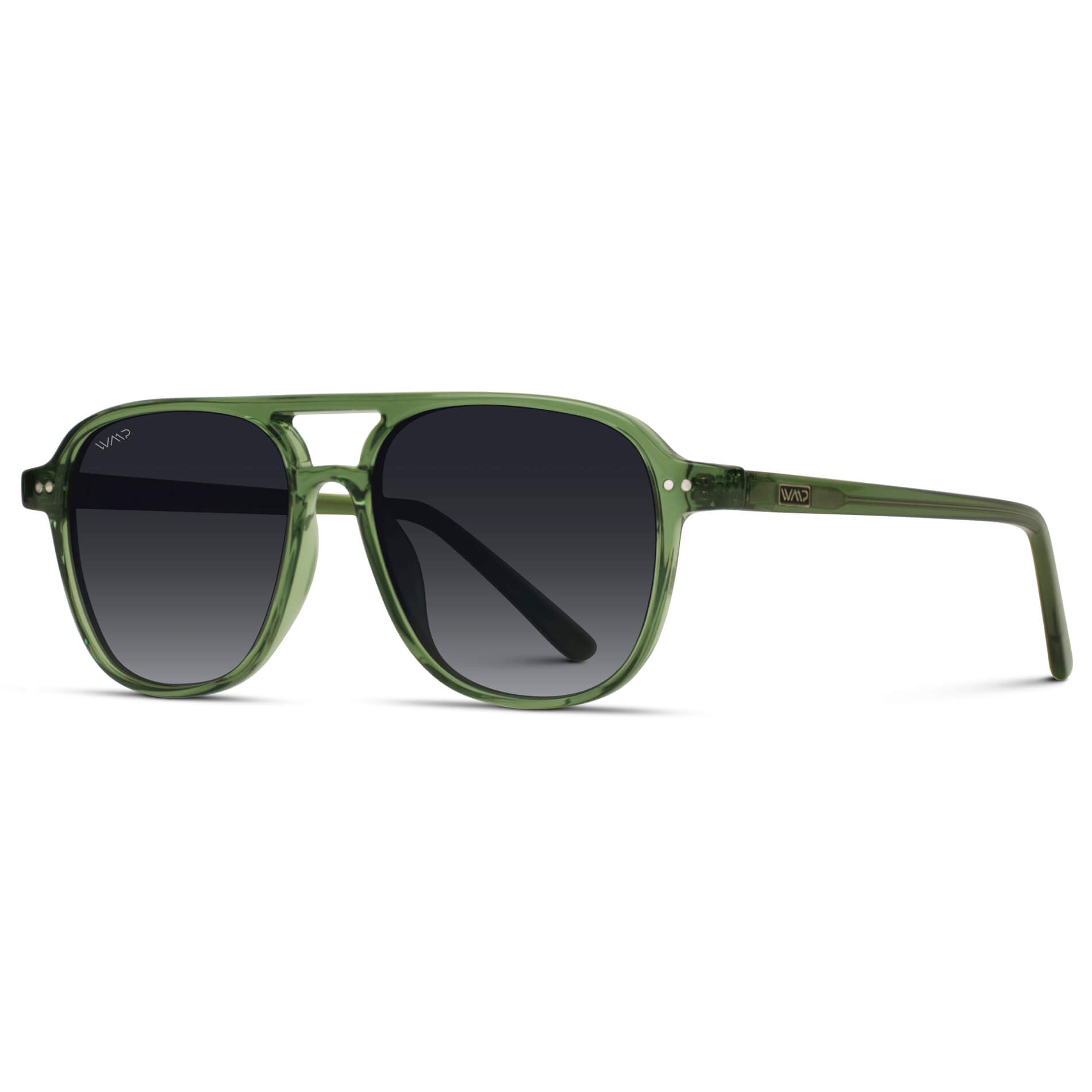 Emerald Green / Black Gradient Lens ||  Unisex Square Frame Sunglasses in Emerald Green with Black Gradient Polarized Lenses