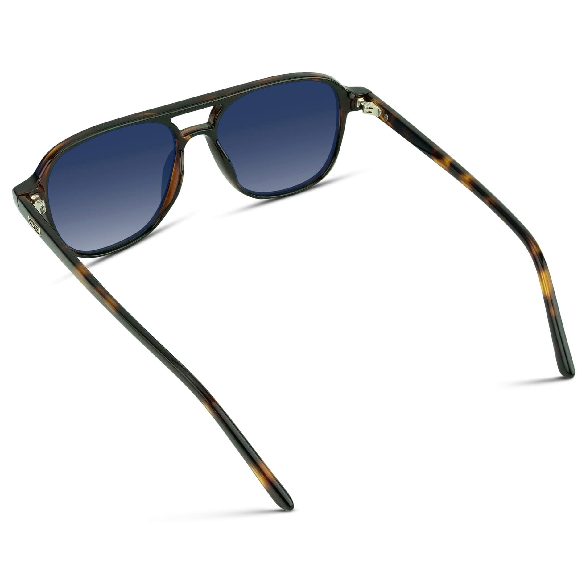 Whiskey Brown Tortoise / Blue Gradient Lens || Unisex Square Frame Sunglasses in Whiskey Brown Tortoise with Blue Gradient Polarized Lenses