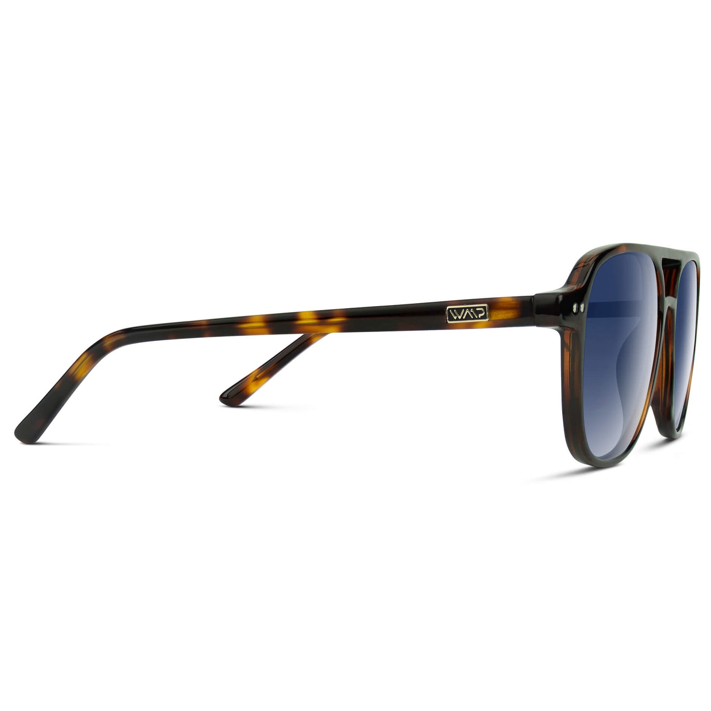 Whiskey Brown Tortoise / Blue Gradient Lens || Unisex Square Frame Sunglasses in Whiskey Brown Tortoise with Blue Gradient Polarized Lenses