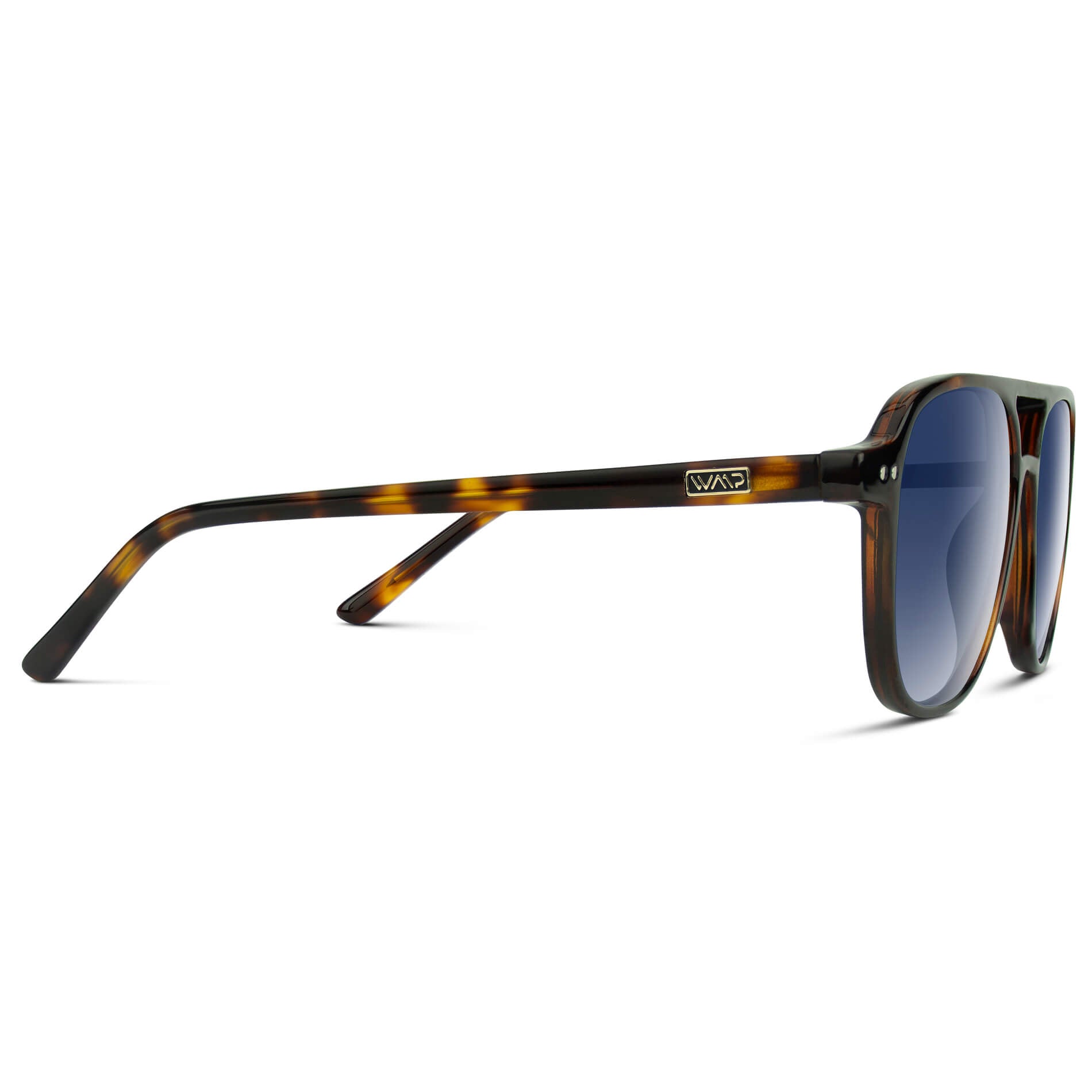 Whiskey Brown Tortoise / Blue Gradient Lens || Unisex Square Frame Sunglasses in Whiskey Brown Tortoise with Blue Gradient Polarized Lenses