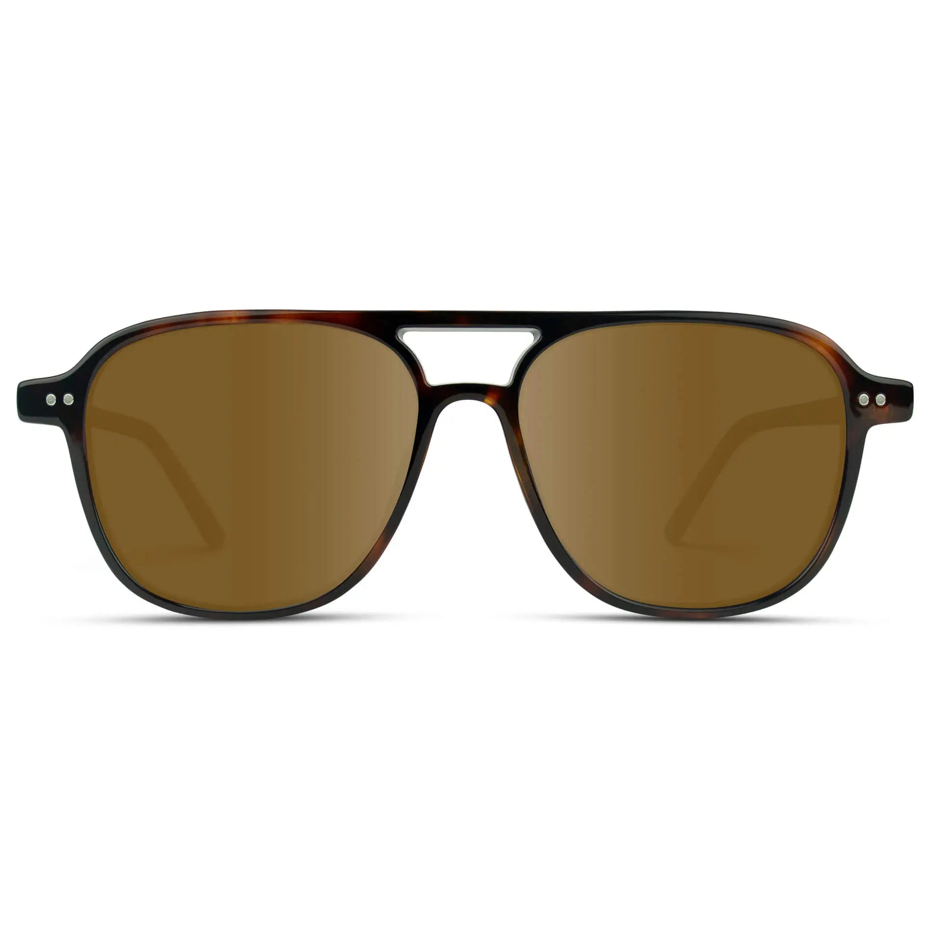 Whiskey Brown Tortoise / Amber || Women's Square Frame Prescription Sunglasses in Whiskey Brown Tortoise with Amber Lens on a white background 