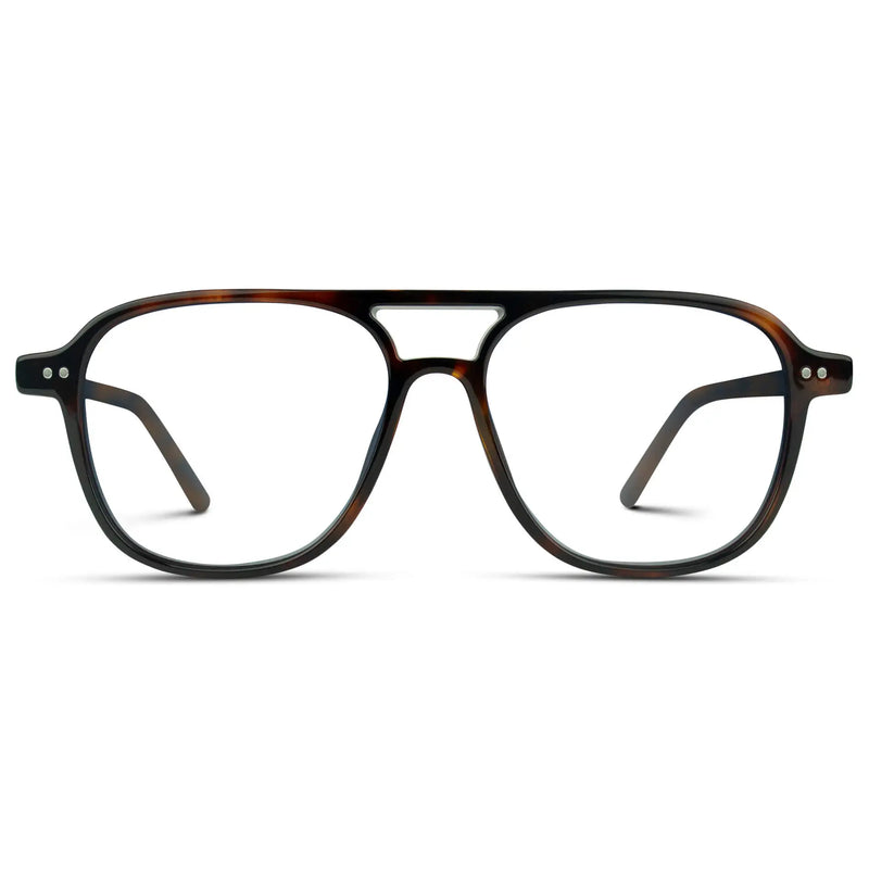 Whiskey Brown Tortoise || Women's Oversized Aviator Prescription Glasses with Whiskey Brown Tortoise Frame and Clear Lenses on a white background