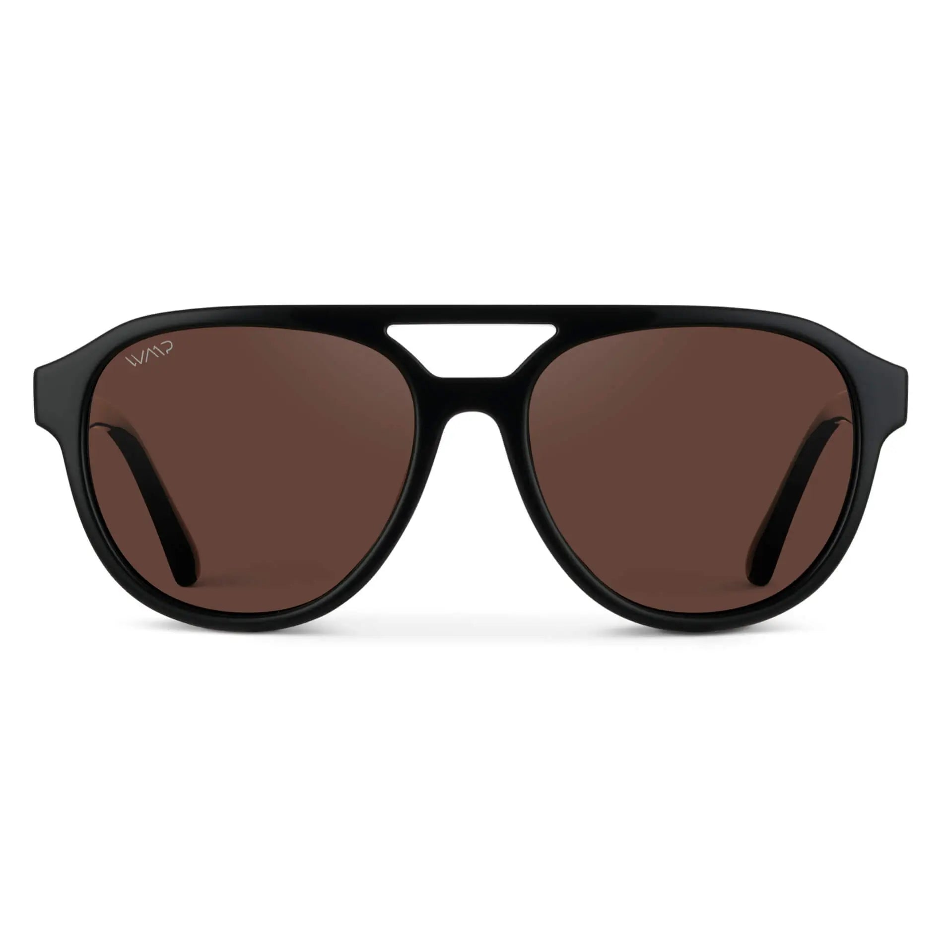 Black / Brown Lens || Black Aviator Frame Sunglasses with Brown Polarized Lenses