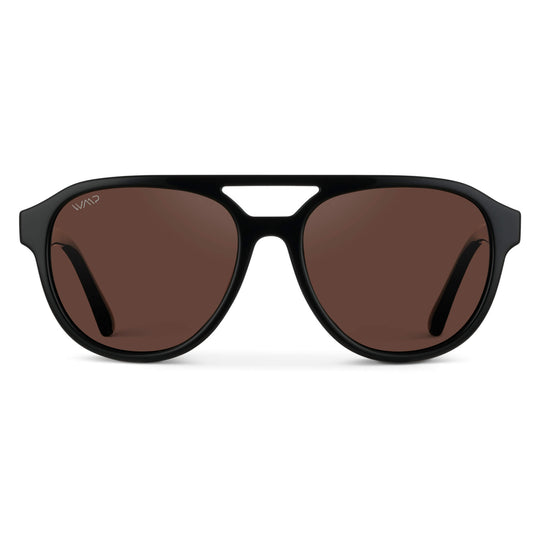 Black / Brown Lens || Black Aviator Frame Sunglasses with Brown Polarized Lenses