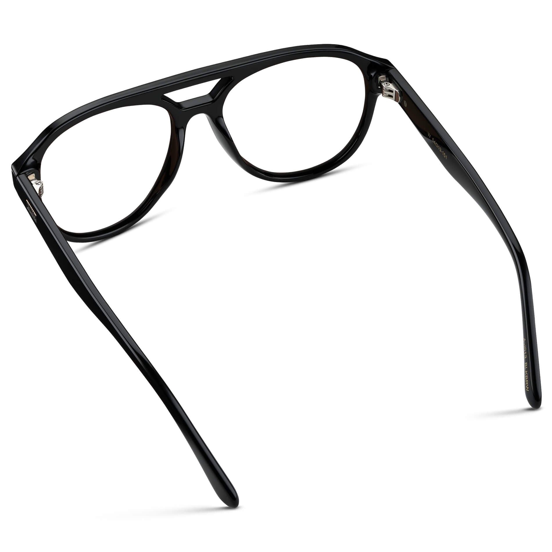 Black || Black Aviator Frame with clear prescription Lenses