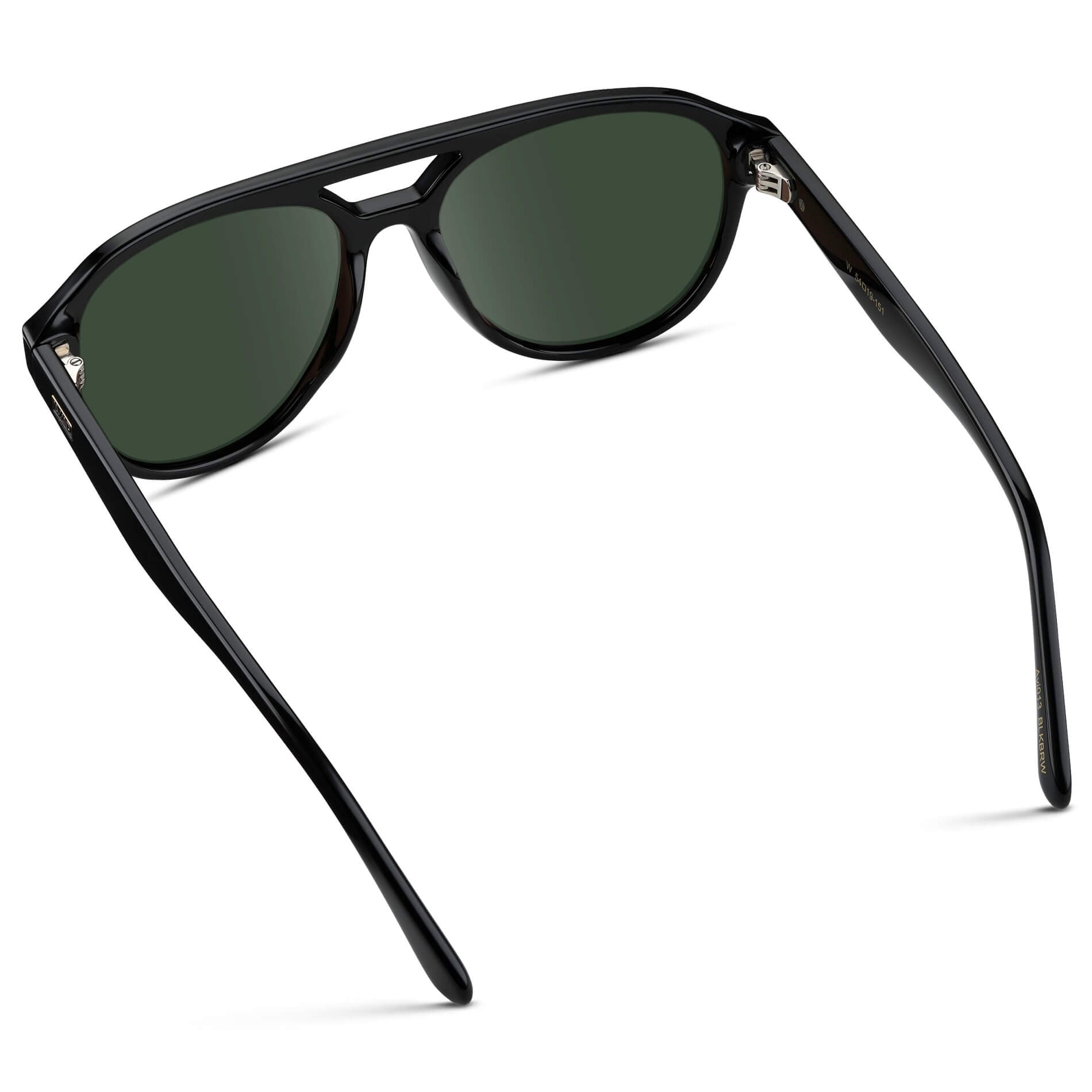 Black / G15 Lens || Black Aviator Frame with Green Prescription Sunglass Lenses