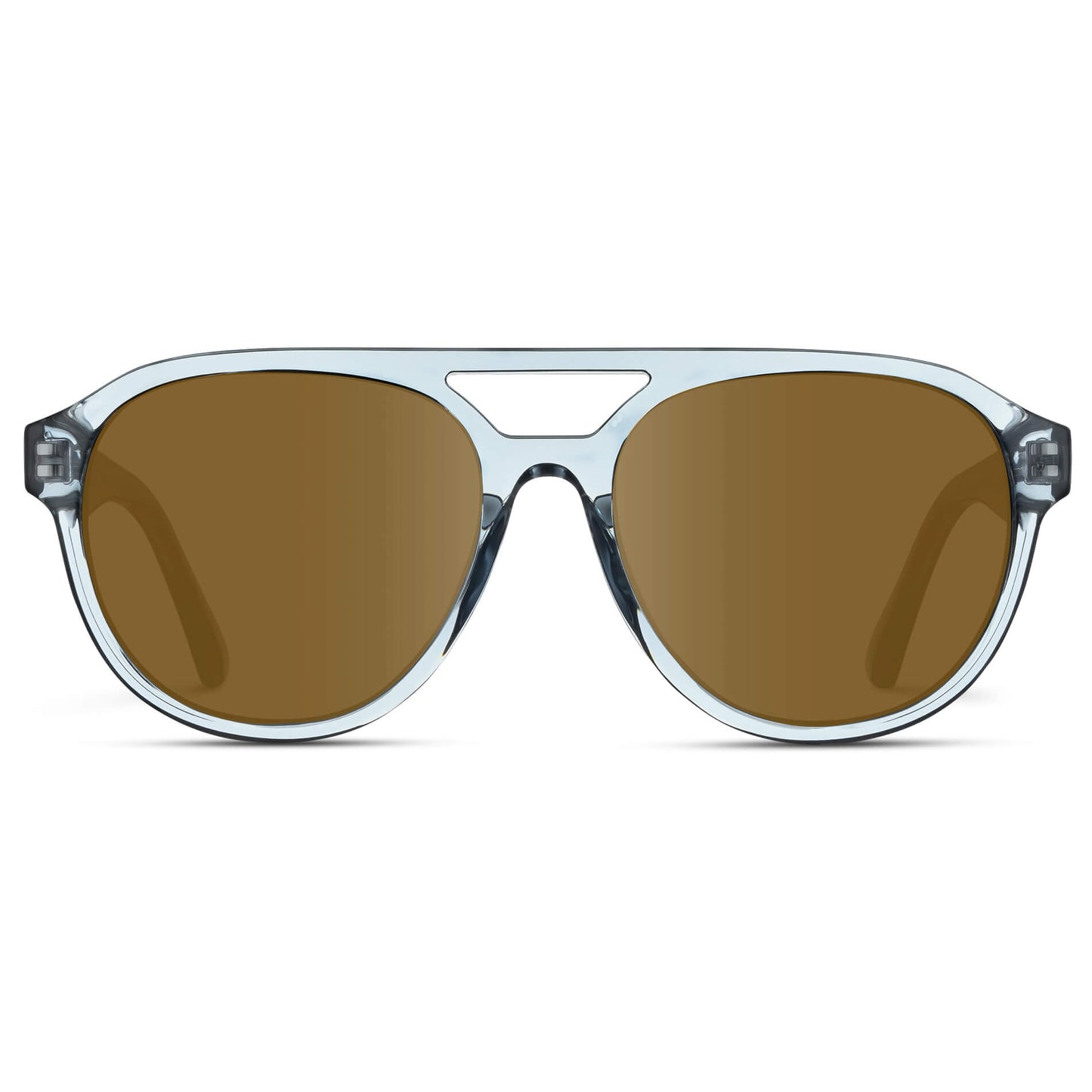 Denim Blue / Amber Lens || Blue Aviator Frame with Brown Prescription Sunglass Lenses