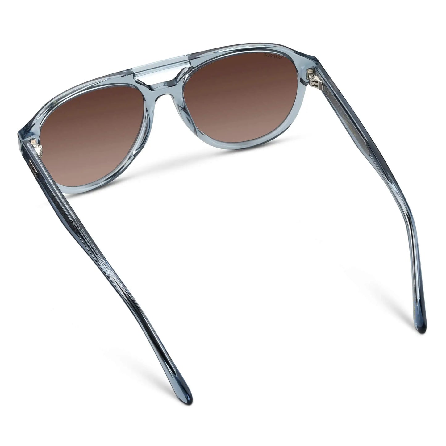 Denim Blue / Brown Gradient Lens || Blue Aviator Frame Sunglasses with Brown Polarized Lenses