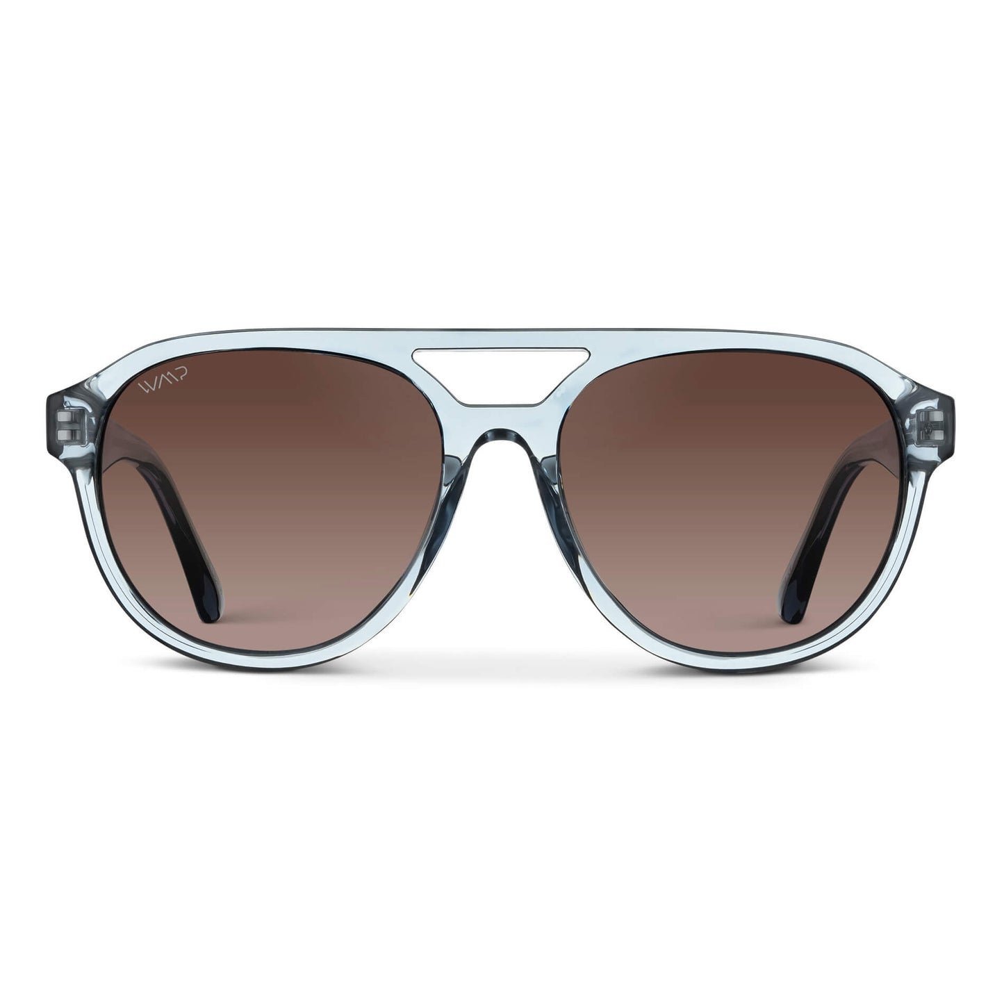 Denim Blue / Brown Gradient Lens || Blue Aviator Frame Sunglasses with Brown Polarized Lenses