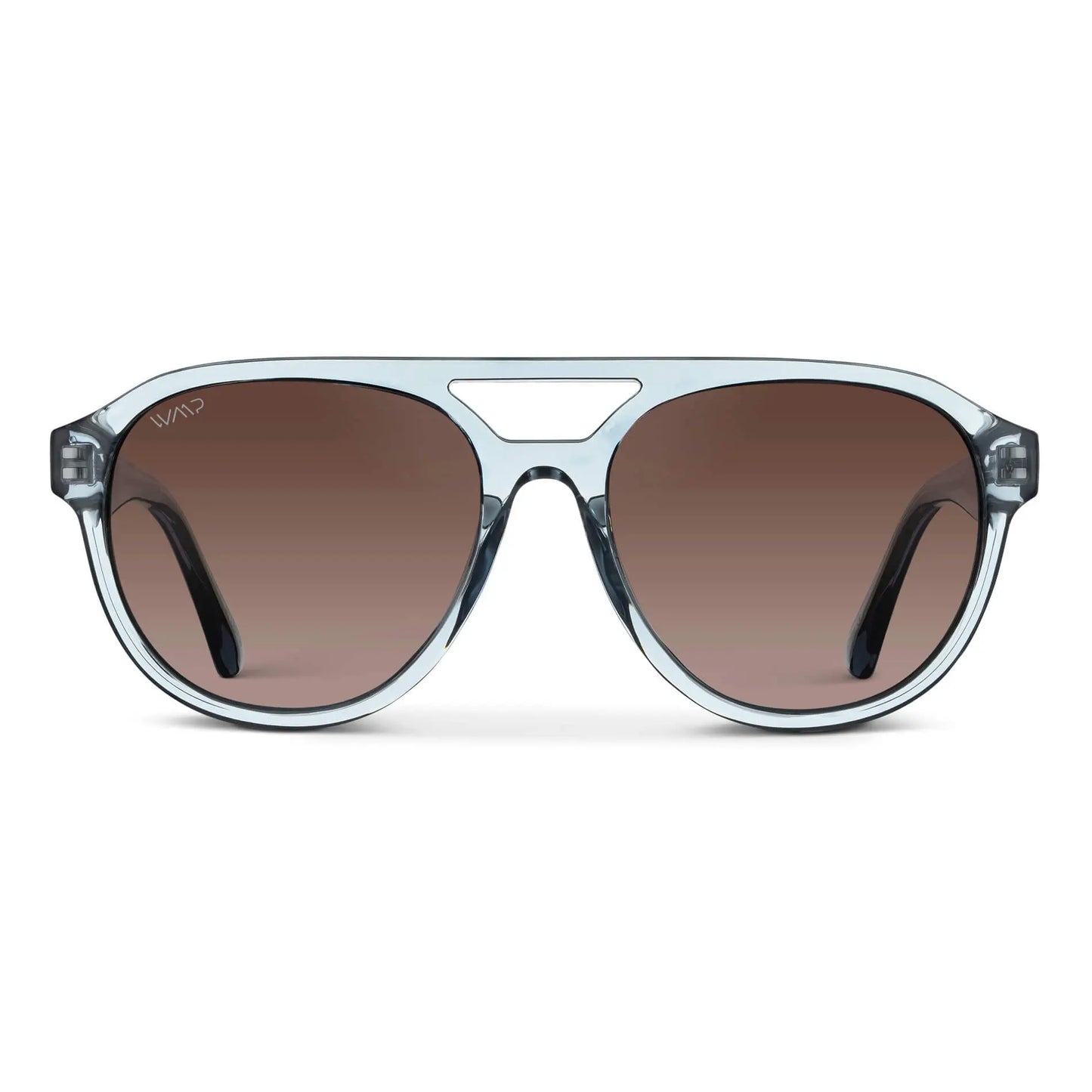 Denim Blue / Brown Gradient Lens || Blue Aviator Frame Sunglasses with Brown Polarized Lenses