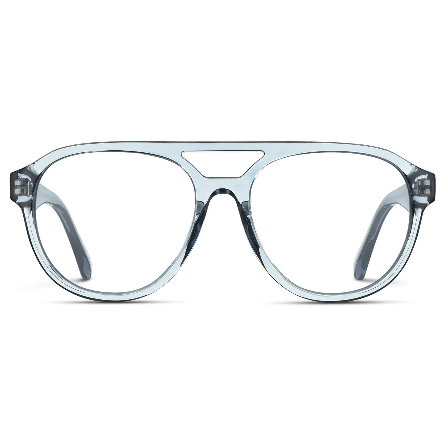 Denim Blue || Men's Aviator Prescription Glasses with Denim Blue Frame and Clear Lenses on a white background