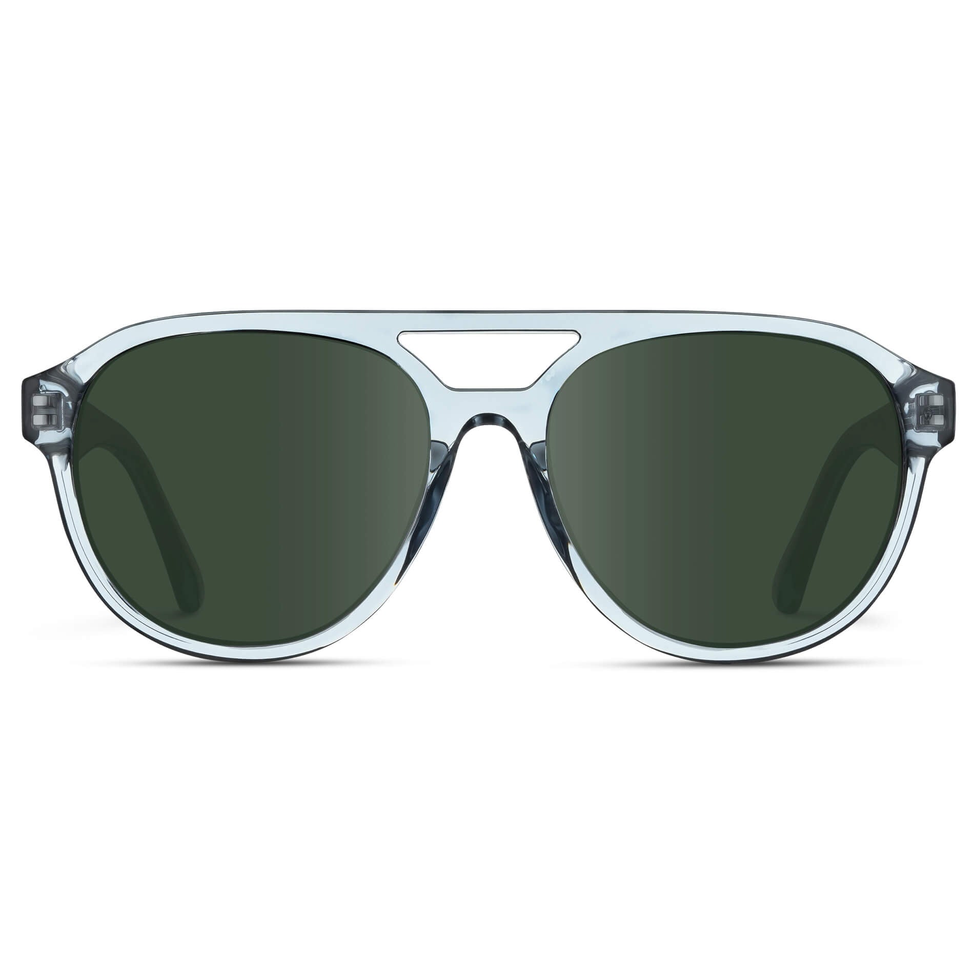 Denim Blue / G15 Lens || Blue Aviator Frame with Green Prescription Sunglass Lenses