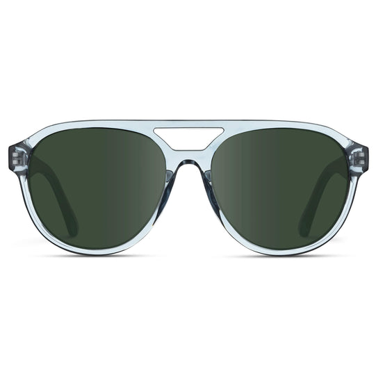 Denim Blue / G15 Lens || Blue Aviator Frame with Green Prescription Sunglass Lenses