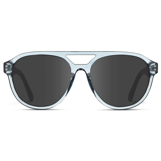 Denim Blue / Grey Lens || Blue Aviator Frame with Grey Prescription Sunglass Lenses