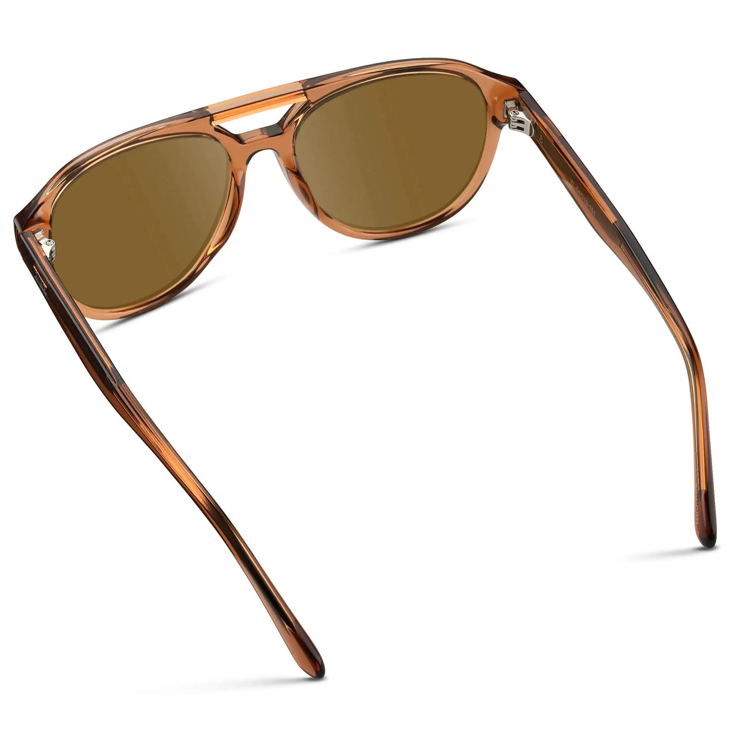 Crystal Copper / Amber || Back view of Men's Aviator Style Prescription Sunglasses with Brown Frame and Brown Prescription Lenses