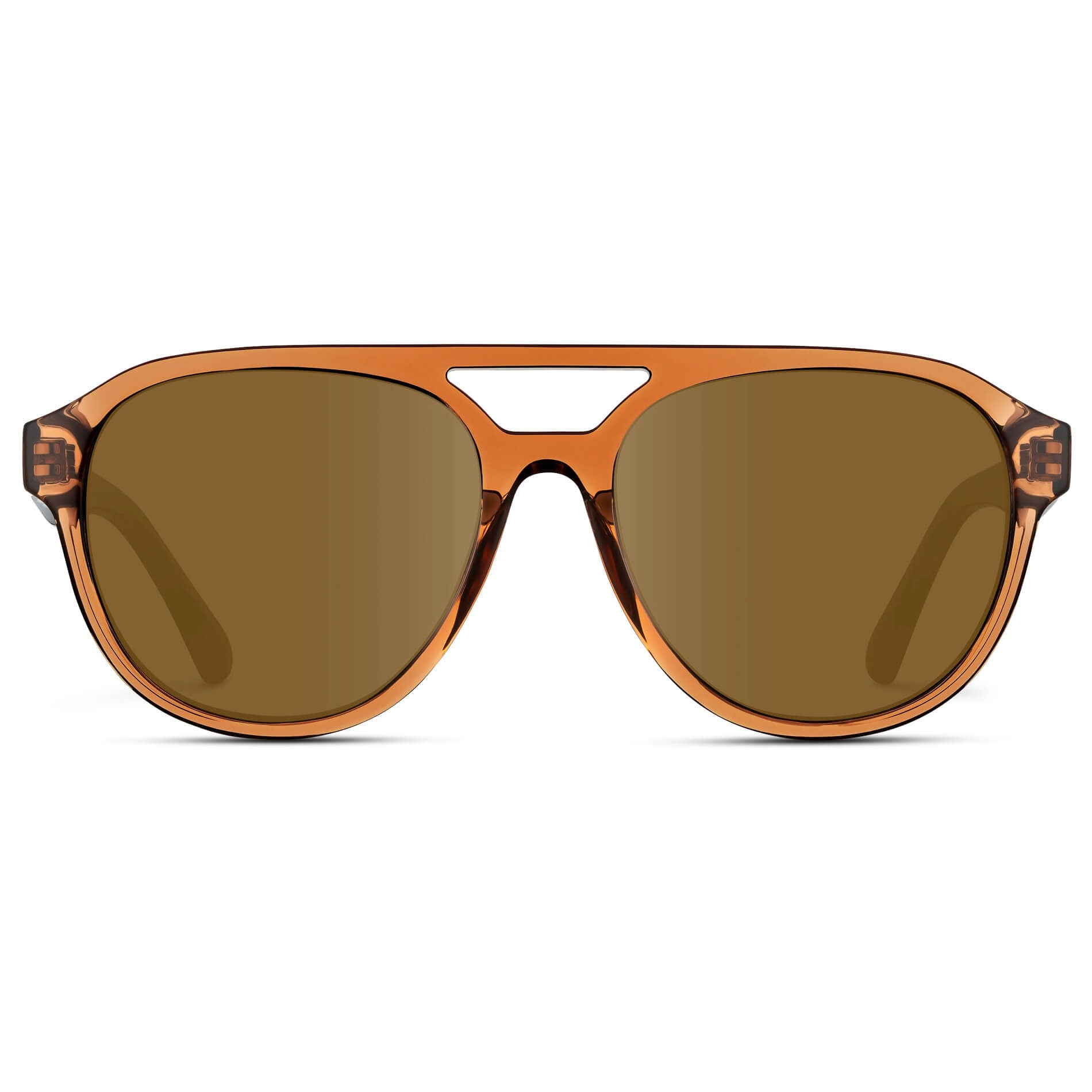 Crystal Copper / Amber Lens || Brown Aviator Frame with Brown Prescription Sunglass Lenses