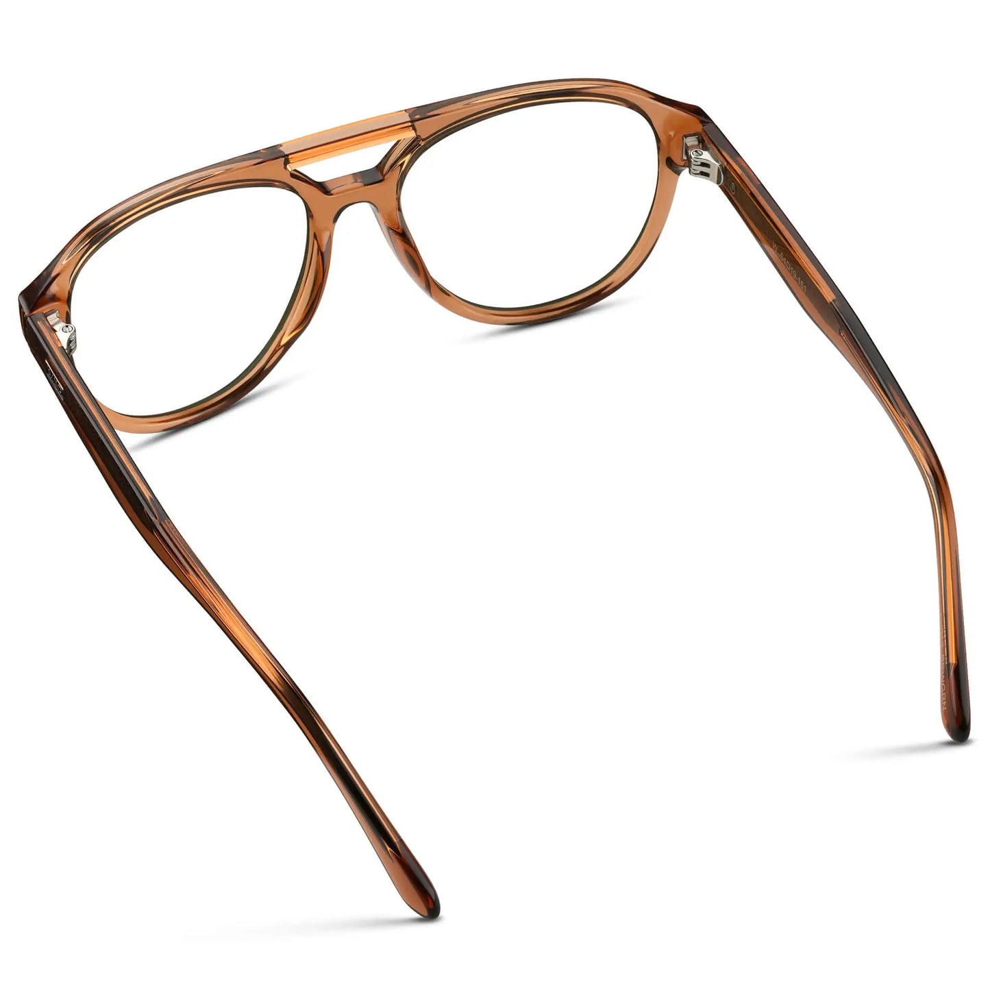 Crystal Copper || Back view of Men's Aviator Prescription Glasses with Crystal Copper Frame and Clear Lenses on a white background