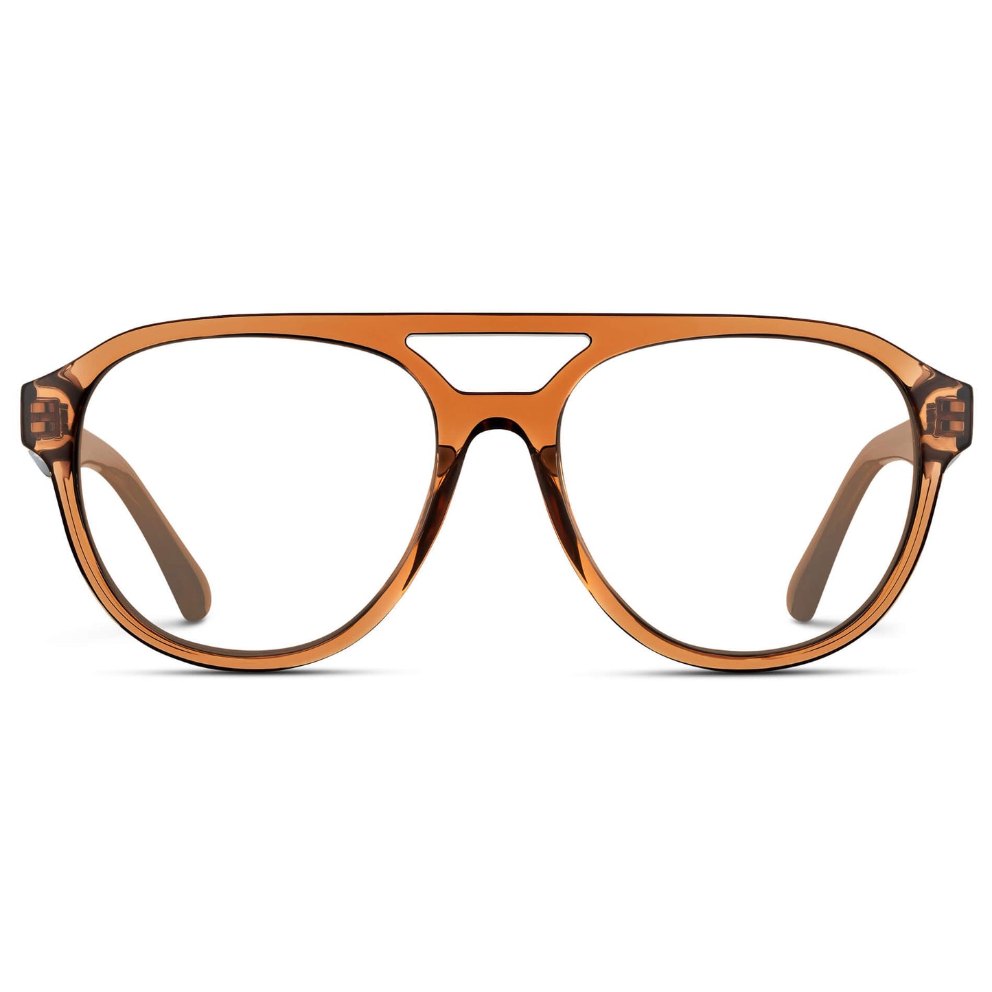 Crystal Copper || Brown Aviator Frame with Clear Prescription Lenses