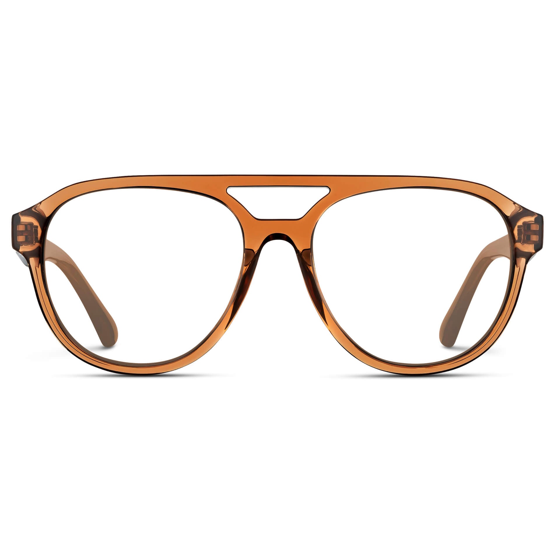 Crystal Copper || Brown Aviator Frame with Clear Prescription Lenses