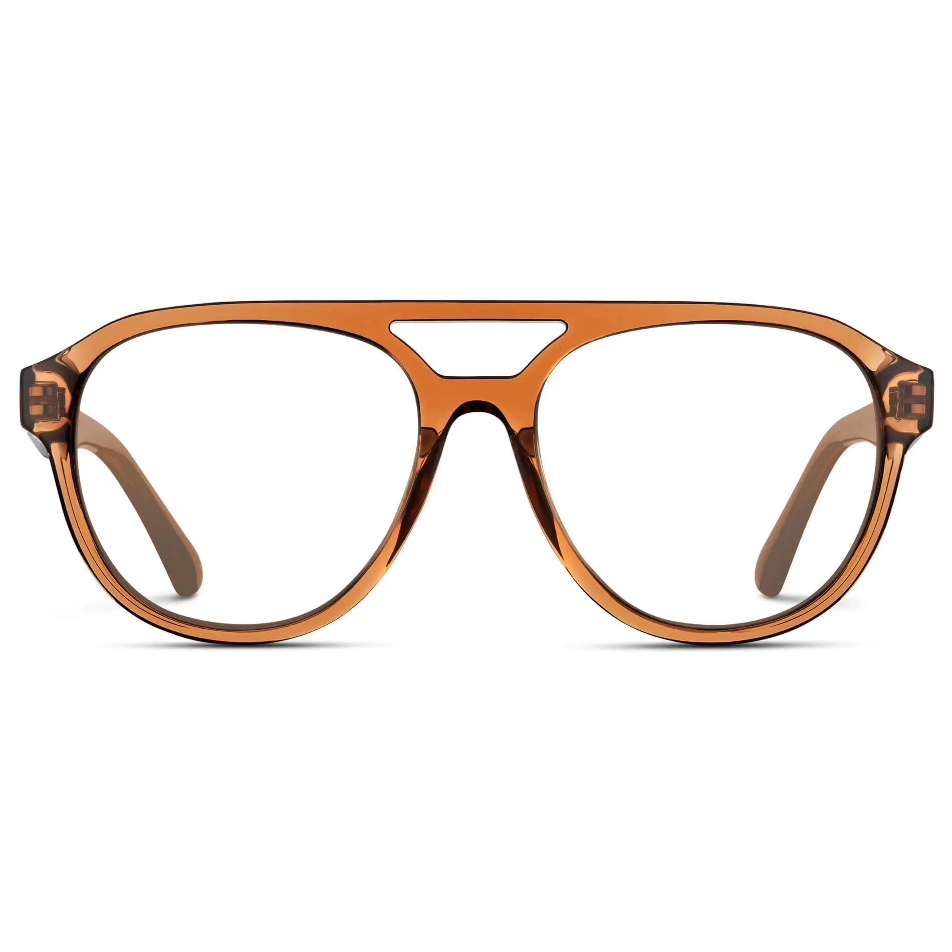 Crystal Copper || Men's Aviator Prescription Glasses with Crystal Copper Frame and Clear Lenses on a white background