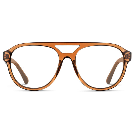 Crystal Copper || Brown Aviator Frame with Clear Prescription Lenses