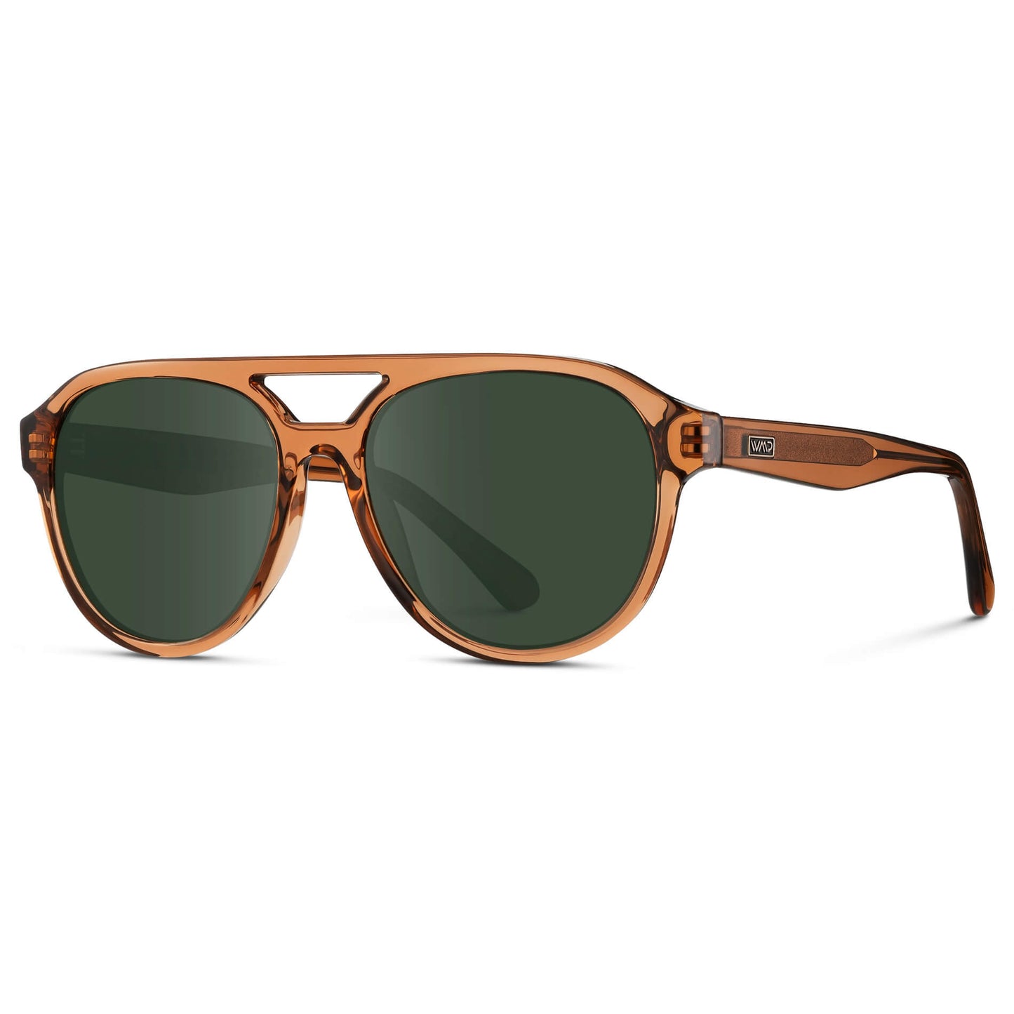 Crystal Copper / G15 Lens || Brown Aviator Frame with Green Prescription Sunglass Lenses