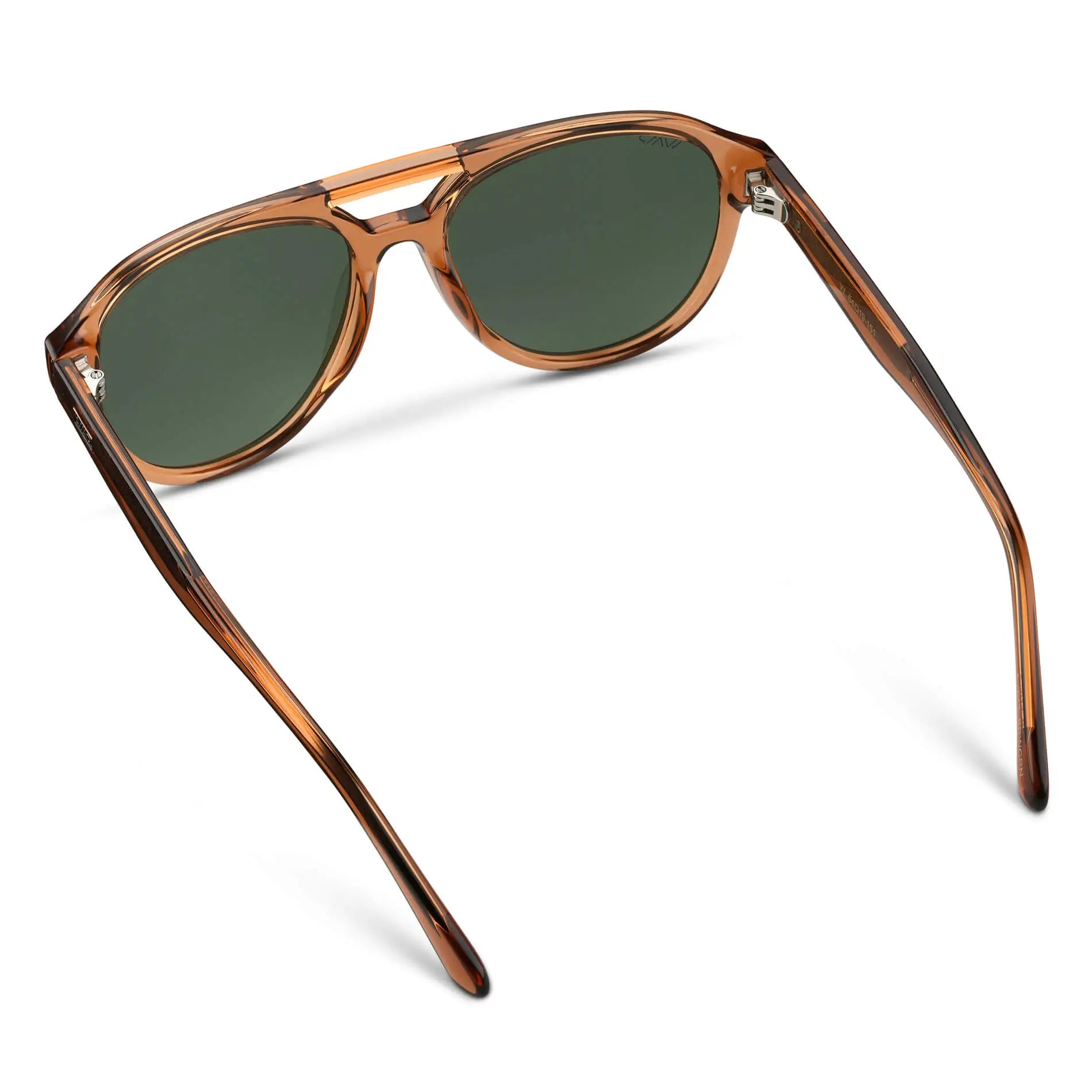 Crystal Copper / Smoke Green Lens || Brown Aviator Frame Sunglasses with Green Polarized Lenses