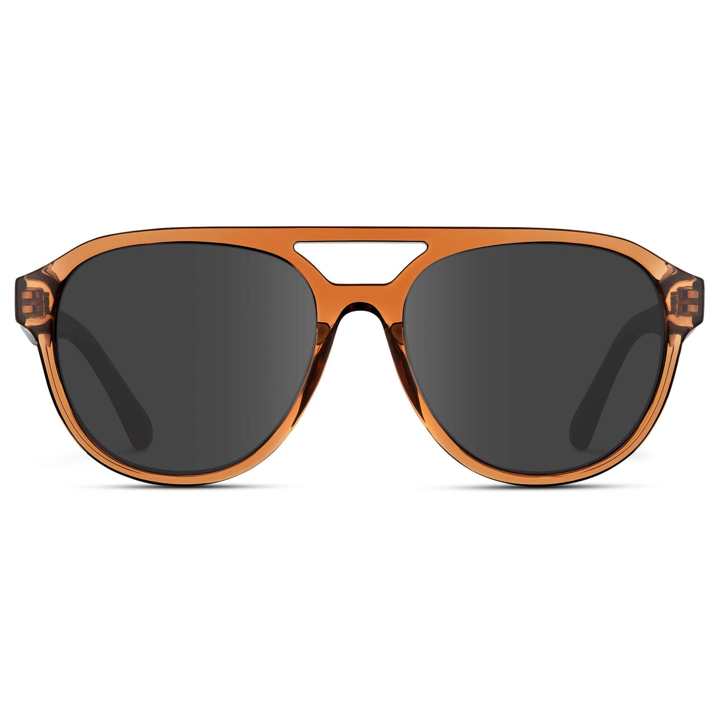 Crystal Copper / Grey Lens || Brown Aviator Frame with Grey Prescription Sunglass Lenses