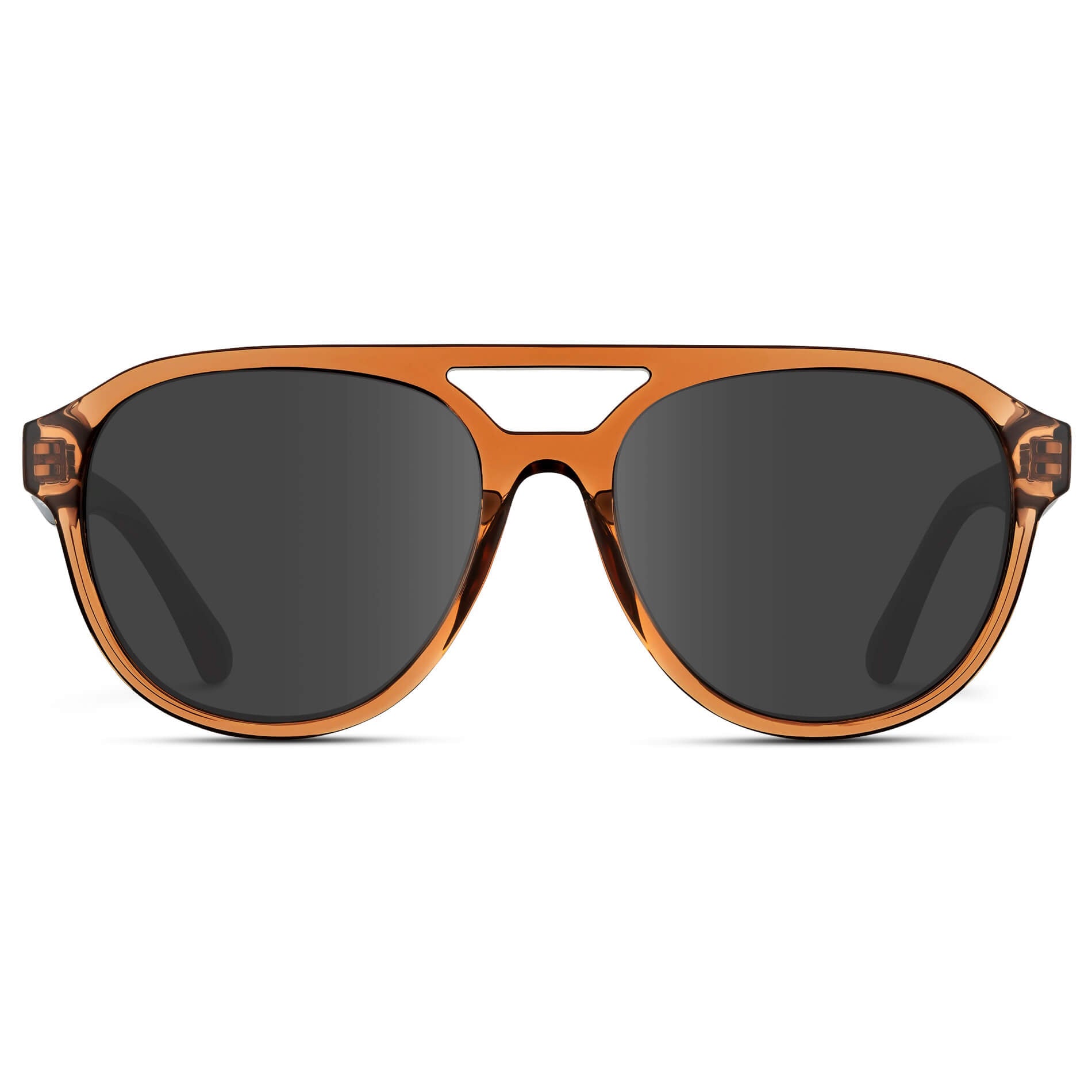 Crystal Copper / Grey Lens || Brown Aviator Frame with Grey Prescription Sunglass Lenses