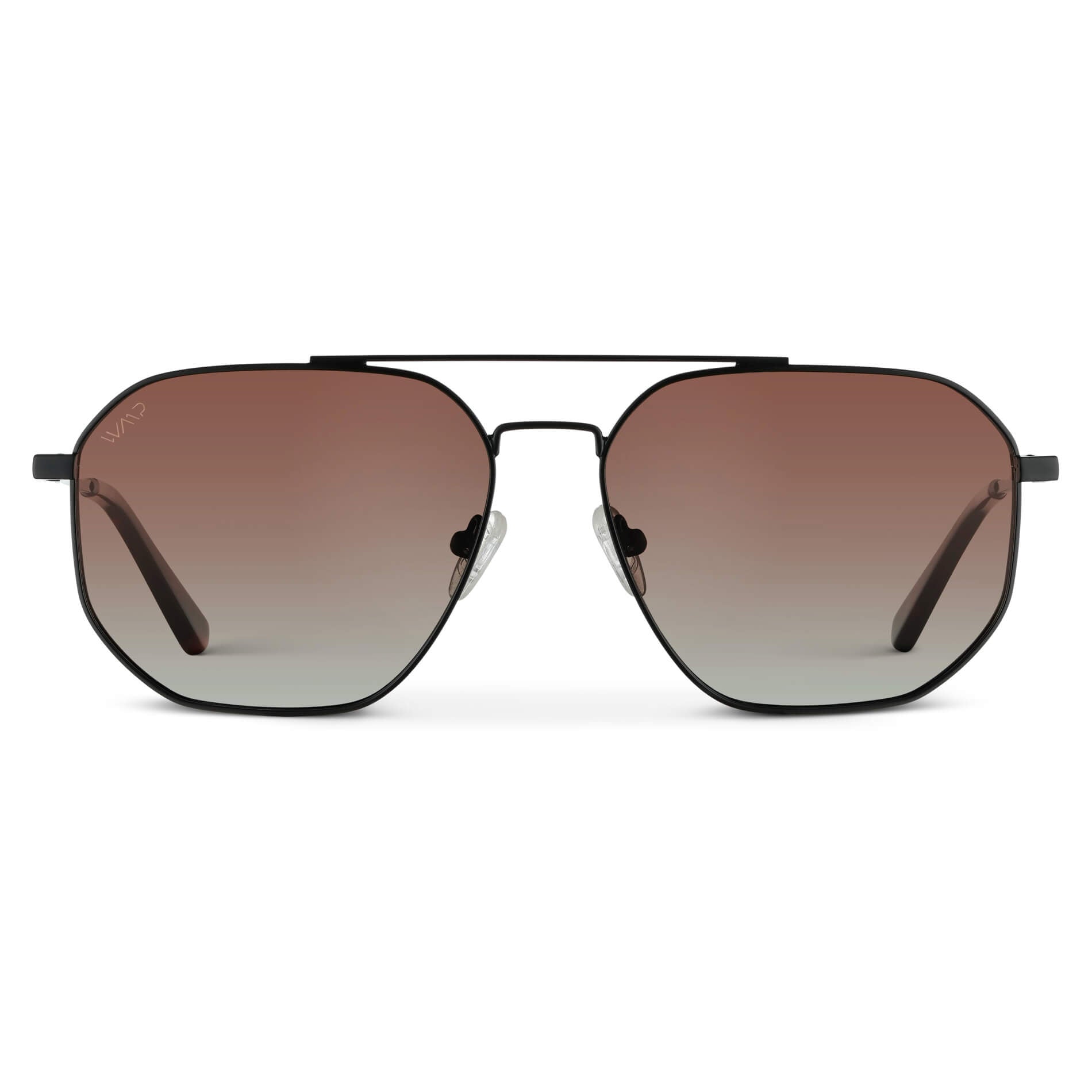 Black Carbon / Gradient Brown Lens || Modern Double Bridge Aviator Sunglasses with Black Frame and Gradient Brown Lenses