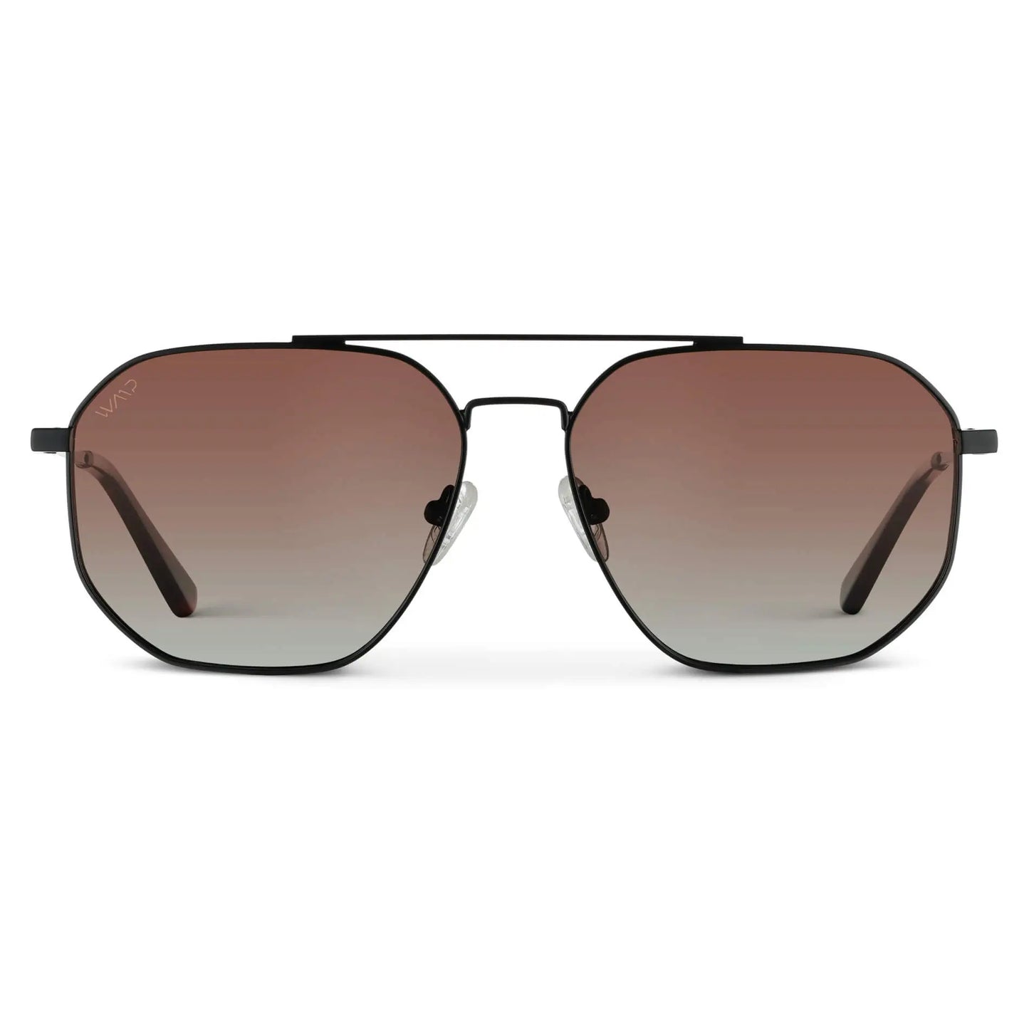 Black Carbon / Gradient Brown Lens || Men's Modern Double Bridge Aviator Sunglasses with Black Frame and Gradient Brown Polarized Lenses