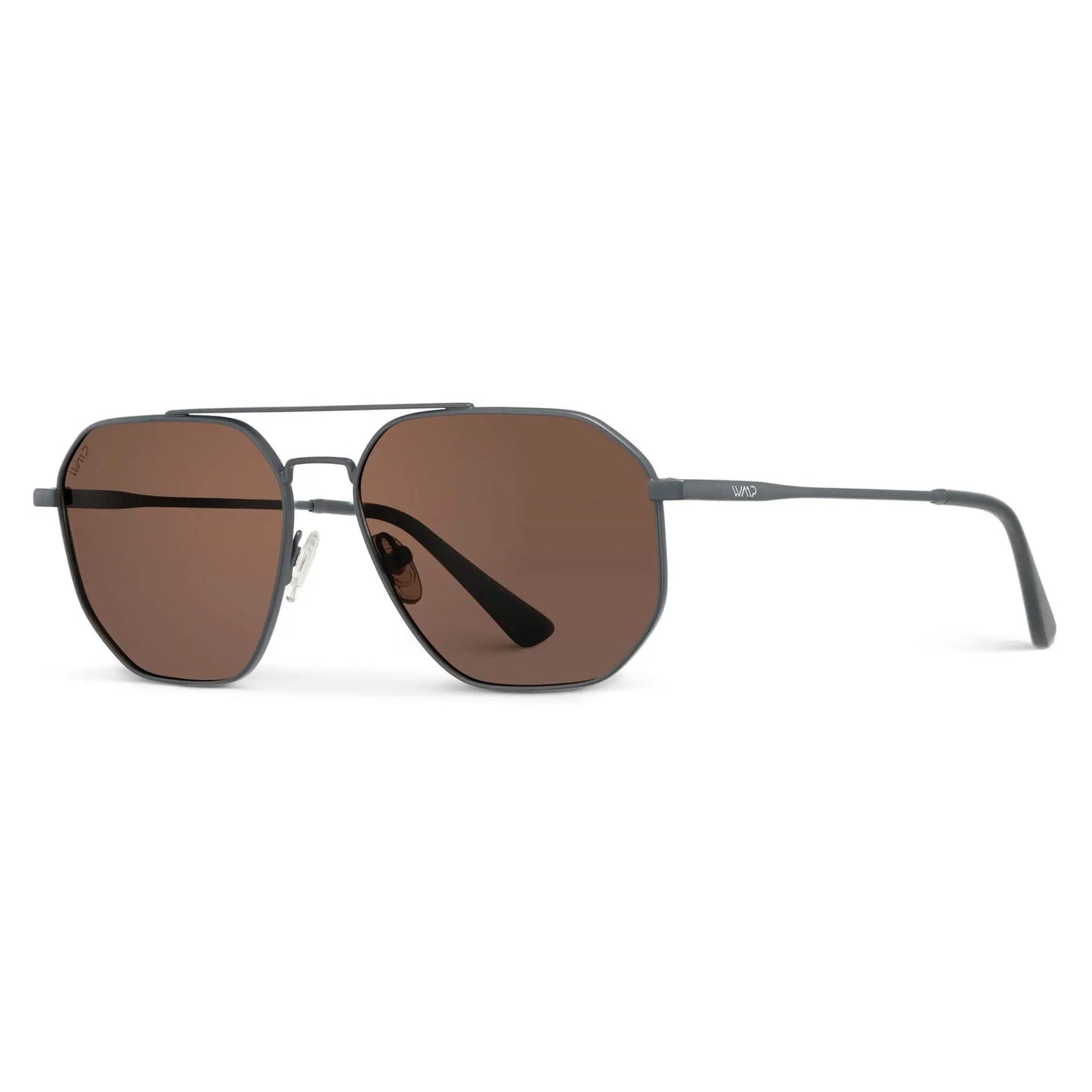 Matte Graphite / Brown Lens || Men's Modern Double Bridge Aviator Sunglasses with Grey Frame and Brown Polarized Lenses