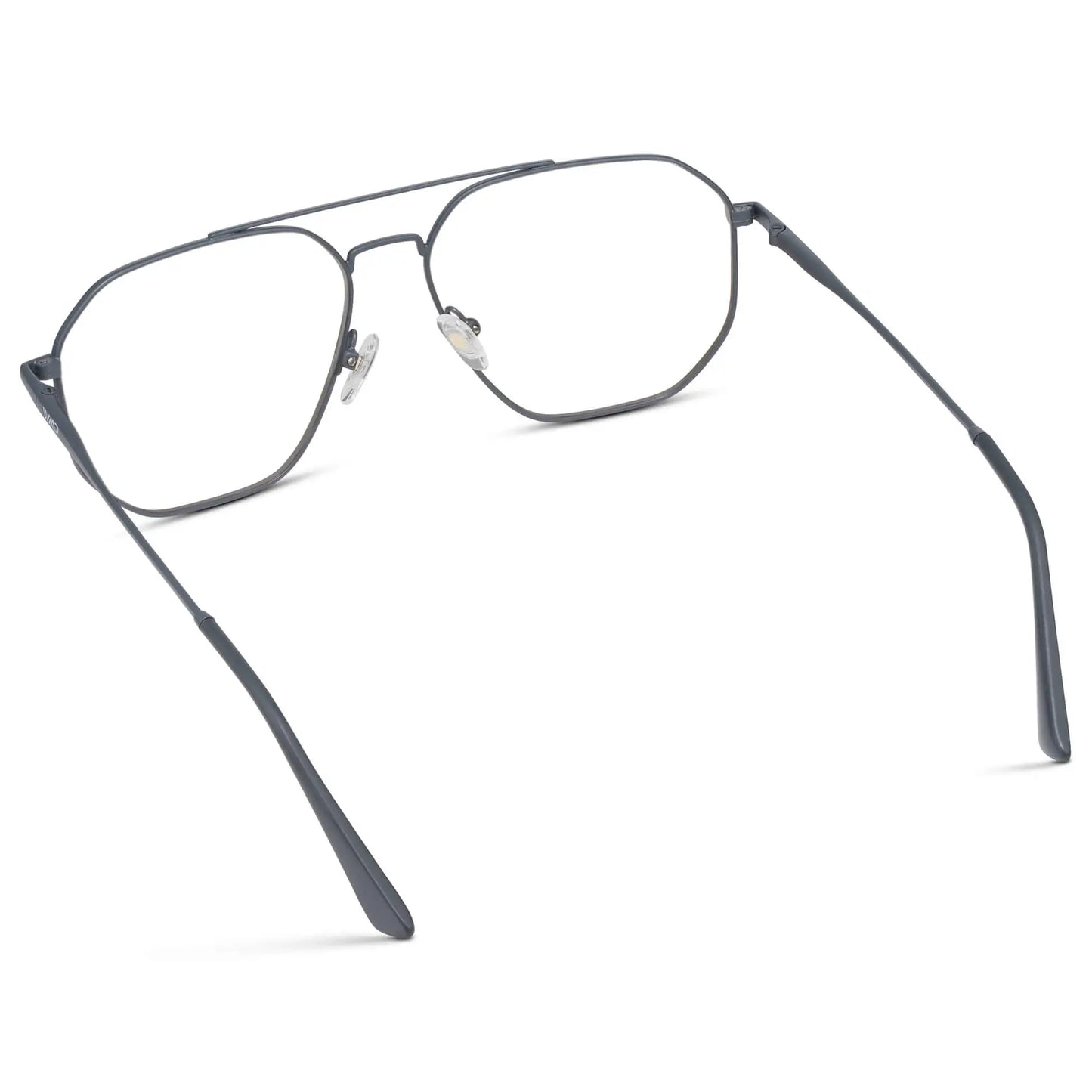 Matte Graphite || Back view of Men's Double Bridge Aviator Prescription Glasses with Matte Graphite Frames and Clear Lens on a white background