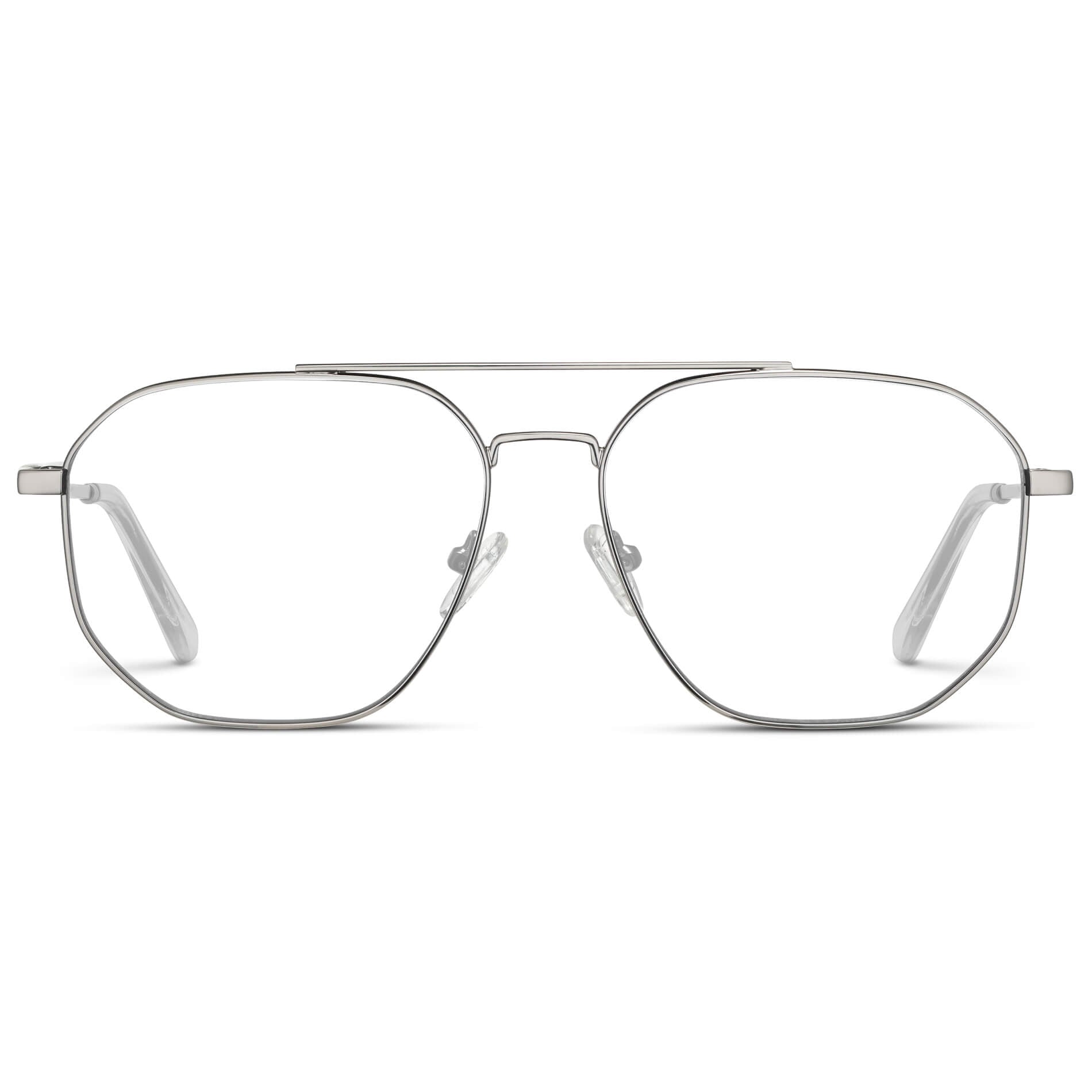 Silver || Prescription Frames with Clear Lens