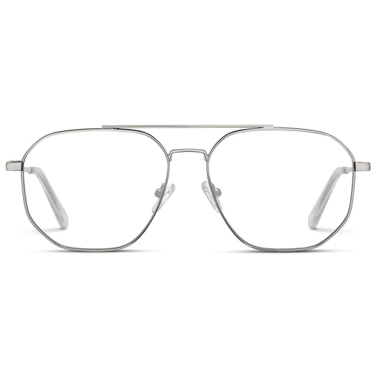 Silver || Prescription Frames with Clear Lens