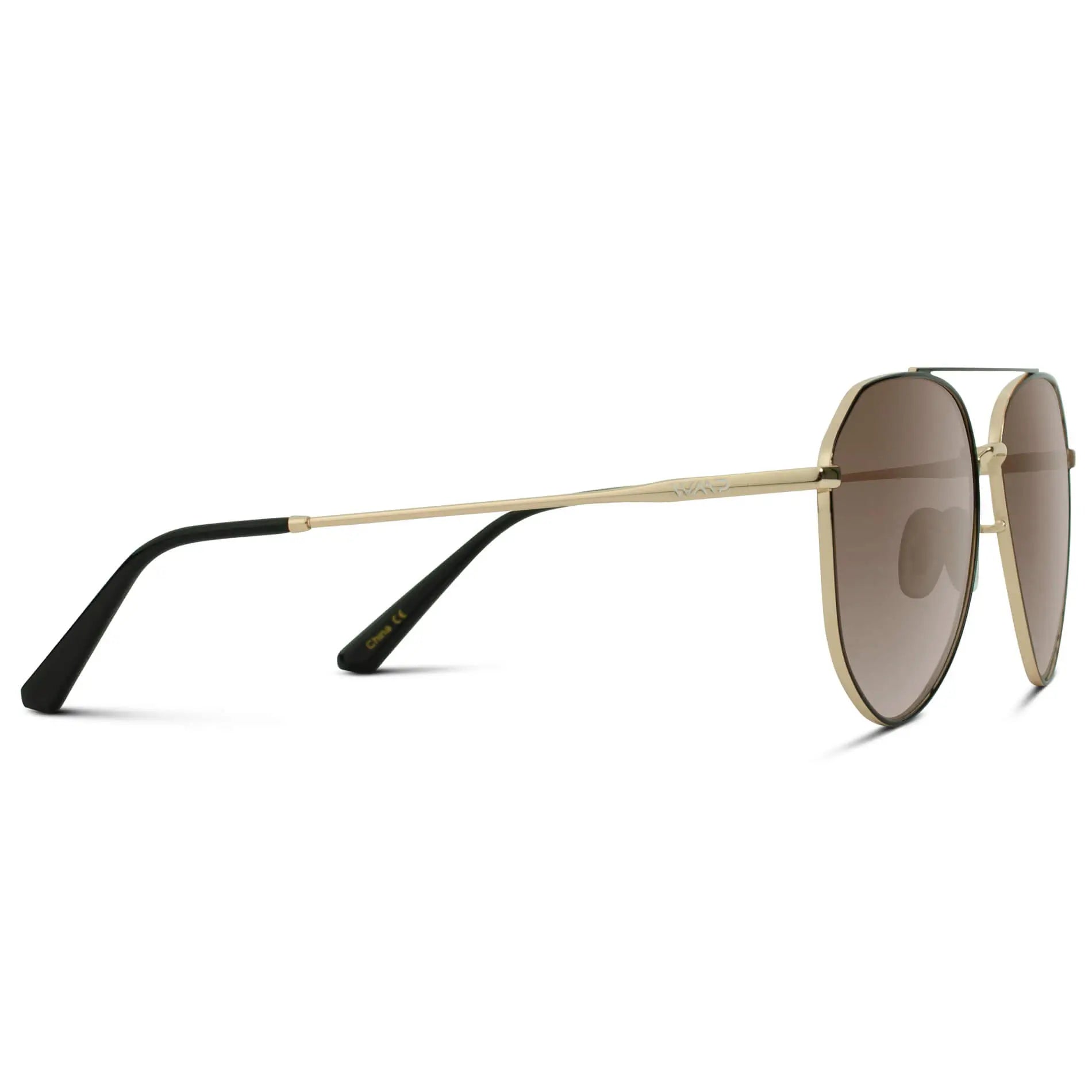Black-Gold Frame / Brown Gradient Lens || Modern Polarized Aviator Sunglasses Brown Gradient Lens Black-Gold Frame and Comfortable Screw-less Nose Pads