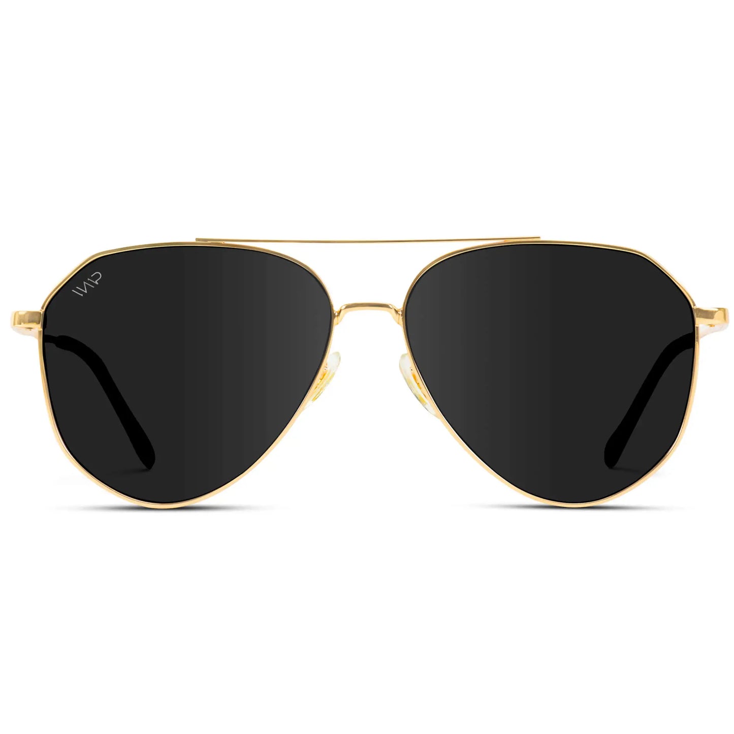 Gold Frame / Black Lens || Modern Polarized Aviator Sunglasses Black Lens Gold Frame and Comfortable Screw-less Nose Pads