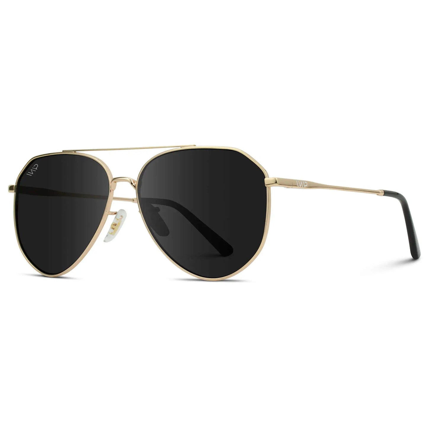 Gold Frame / Black Lens || Modern Polarized Aviator Sunglasses Black Lens Gold Frame and Comfortable Screw-less Nose Pads