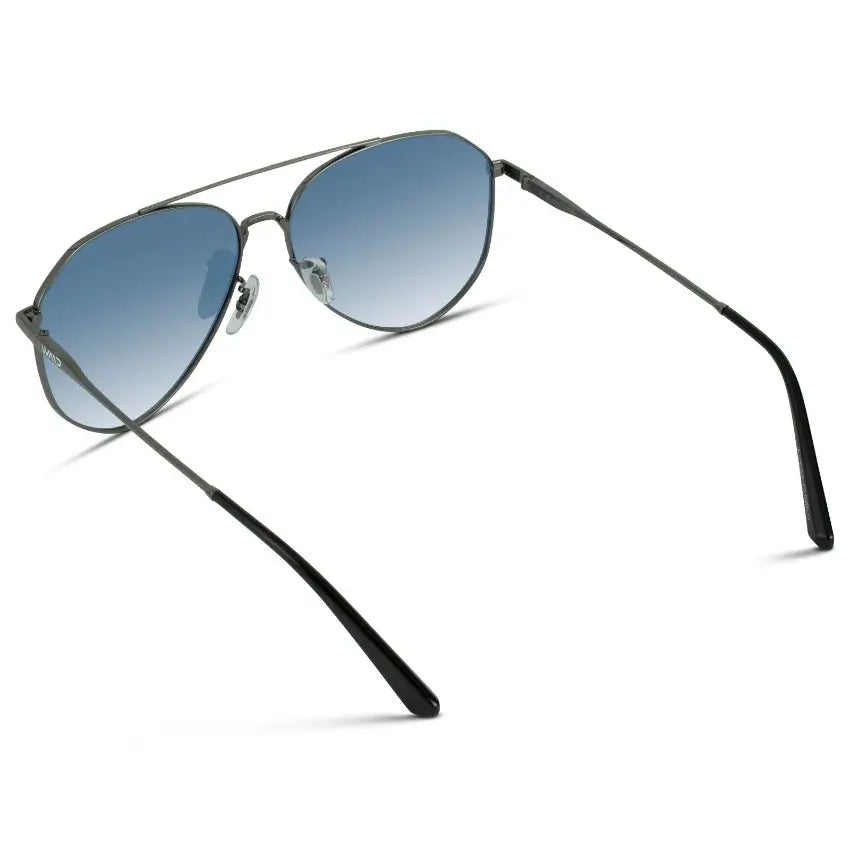 Gunmetal Frame / Blue Gradient Lens || Modern Polarized Aviator Sunglasses Blue Gradient Lens Gunmetal Frame and Comfortable Screw-less Nose Pads