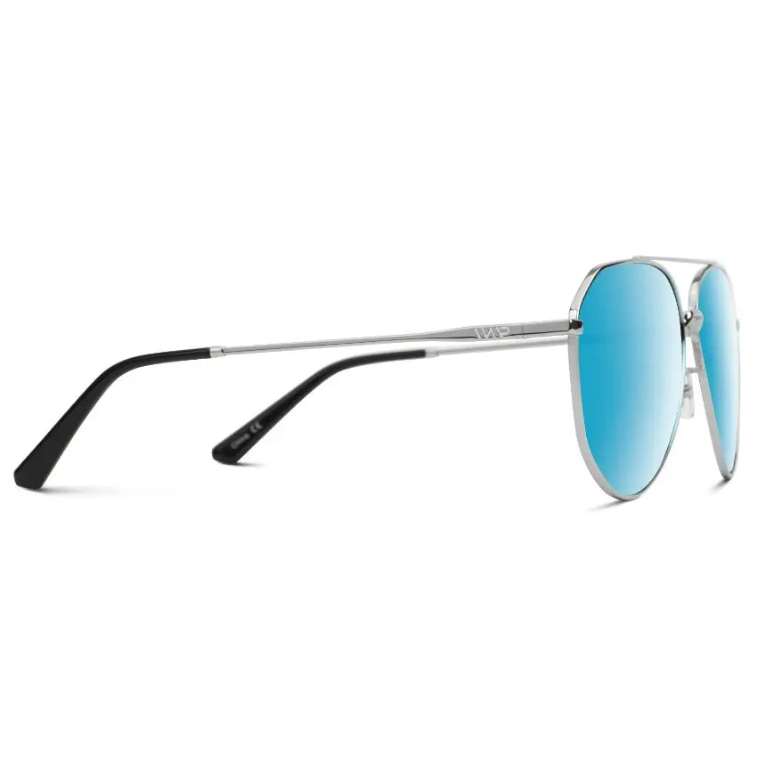 Silver Frame / Mirror Blue Lens || Modern Polarized Aviator Sunglasses Ocean Blue Mirror Lens and Silver Glossy Frame