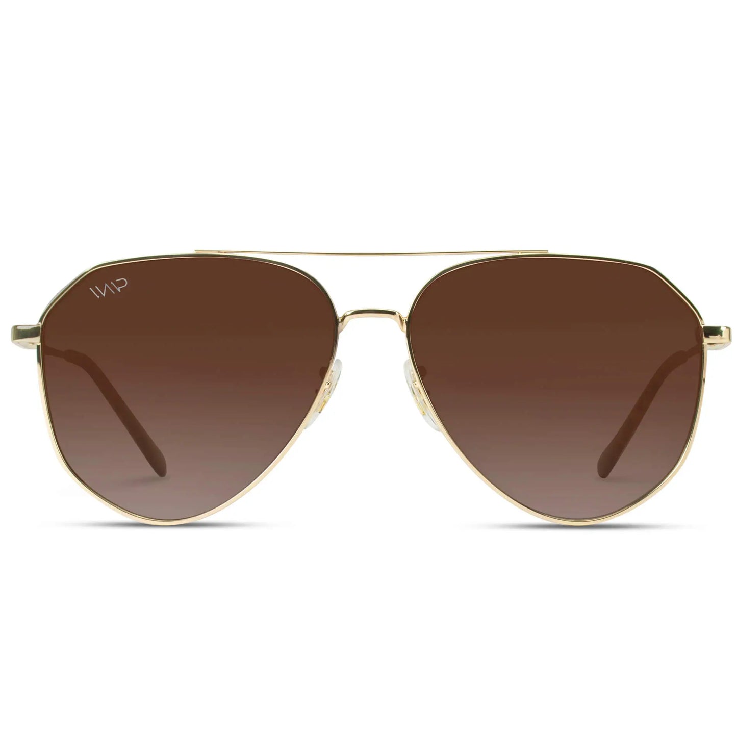 Gold Frame/Brown Lens || Modern Polarized Aviator Sunglasses Brown Lens Gold Frame and Comfortable Screw-less Nose Pads